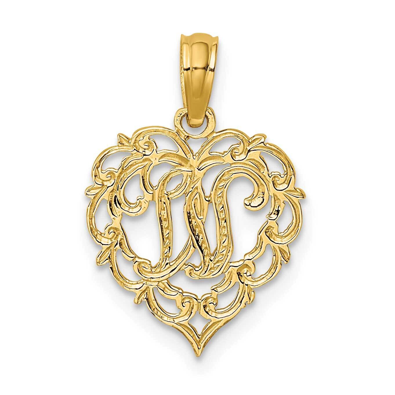 W Script Initial In Heart Charm 14k Gold K6424W, MPN: K6424W, 637218007714