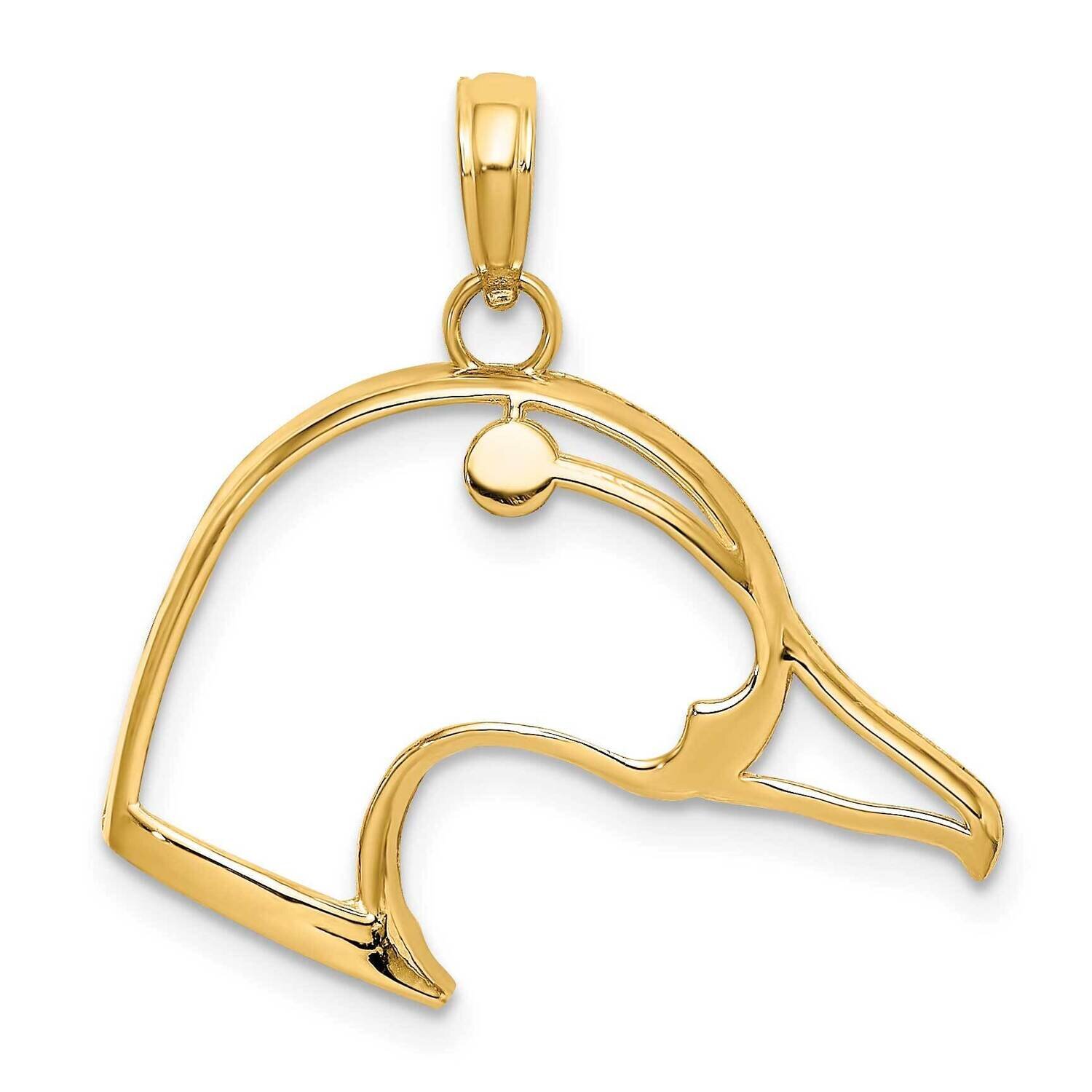Beveled Duck Head Charm 14k Gold Cut-out K6441