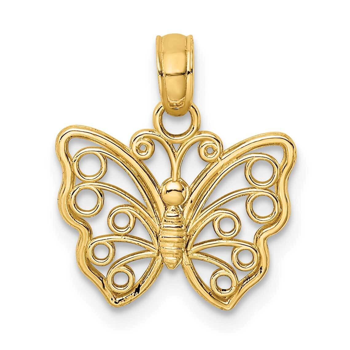 Small Butterfly Charm 14k Gold Cut-out K6443