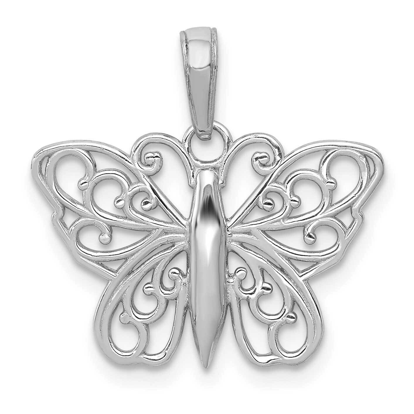 Filigree Butterfly Charm 14k White Gold K6473W, MPN: K6473W, 637218162406