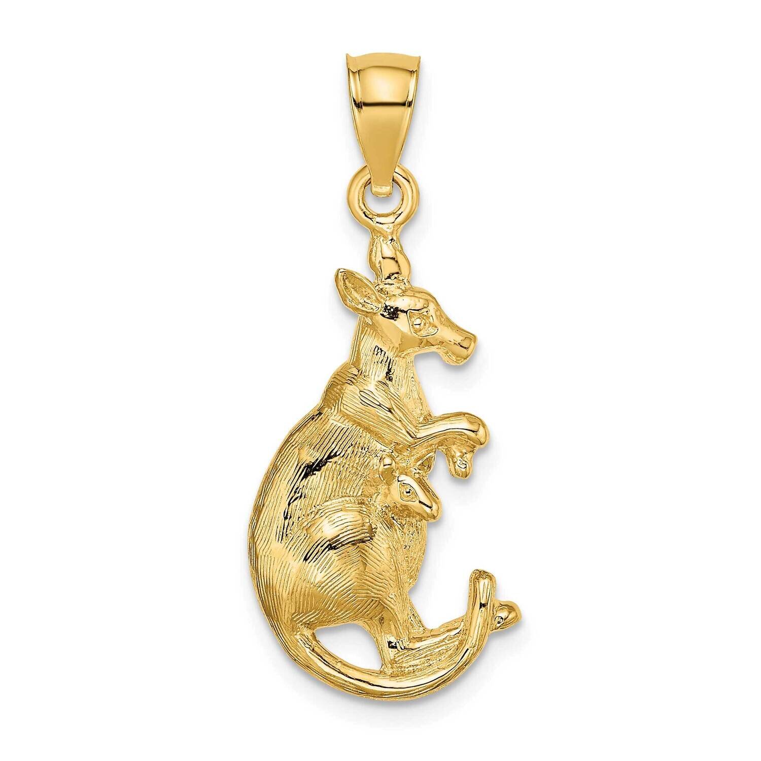 Kangaroo with Baby In Pouch Charm 14k Gold 2-D K6487