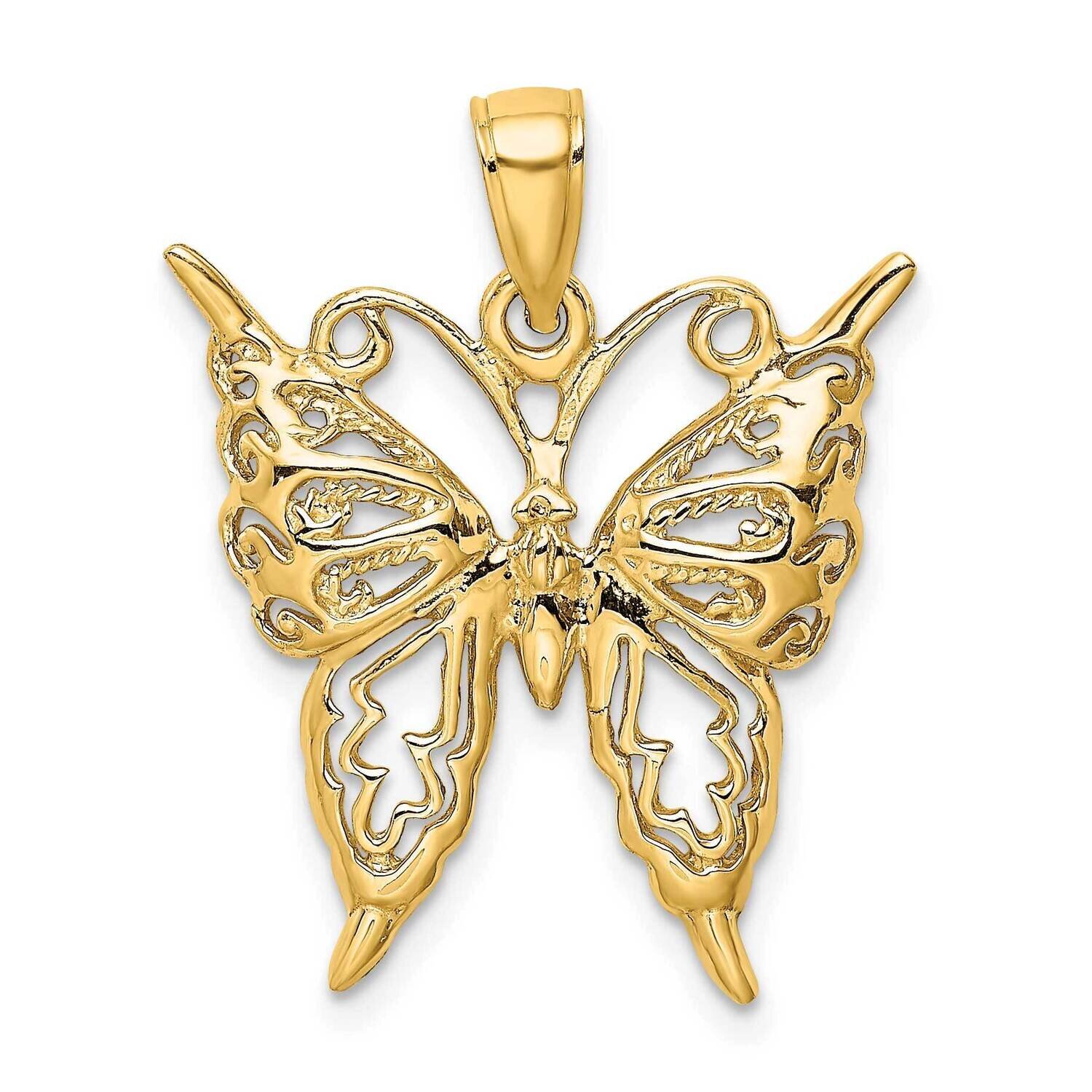 Cut-Out Butterfly Charm 14k Gold 2-D K6492, MPN: K6492, 637218185160