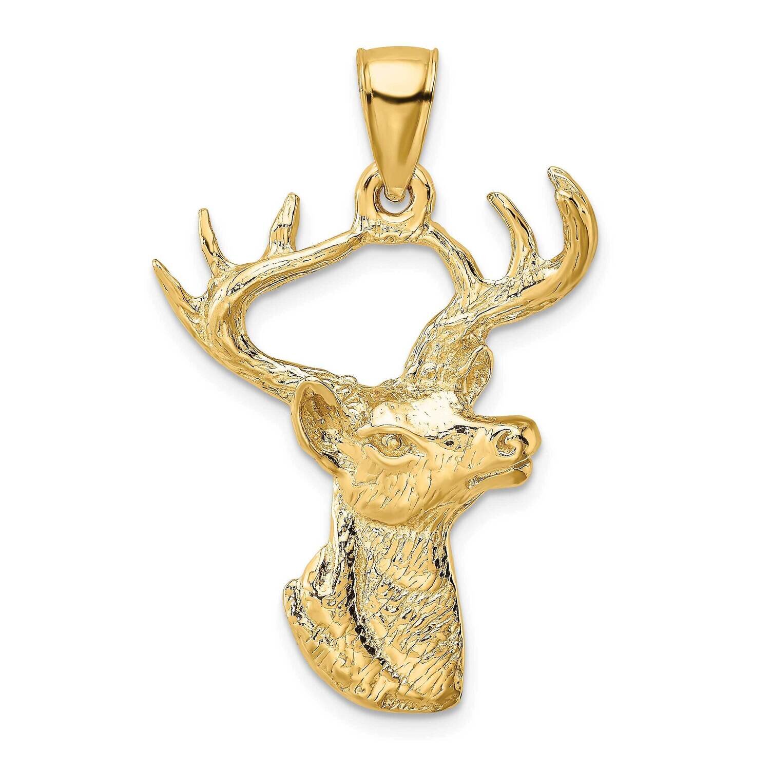 Deer Head Profile Charm 14k Gold 2-D K6494, MPN: K6494, 637218185269