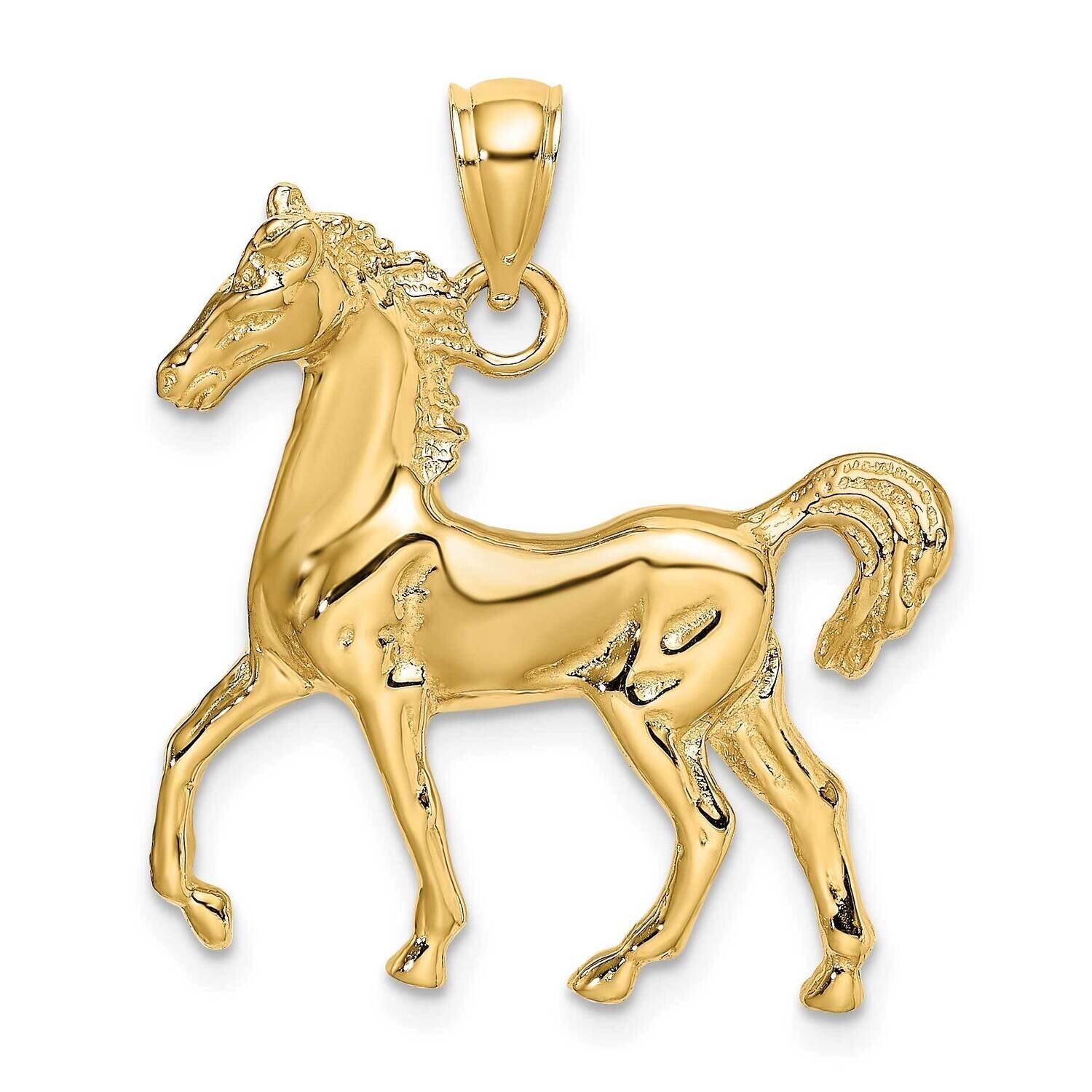 Polished Horse Charm 14k Gold 2-D K6508