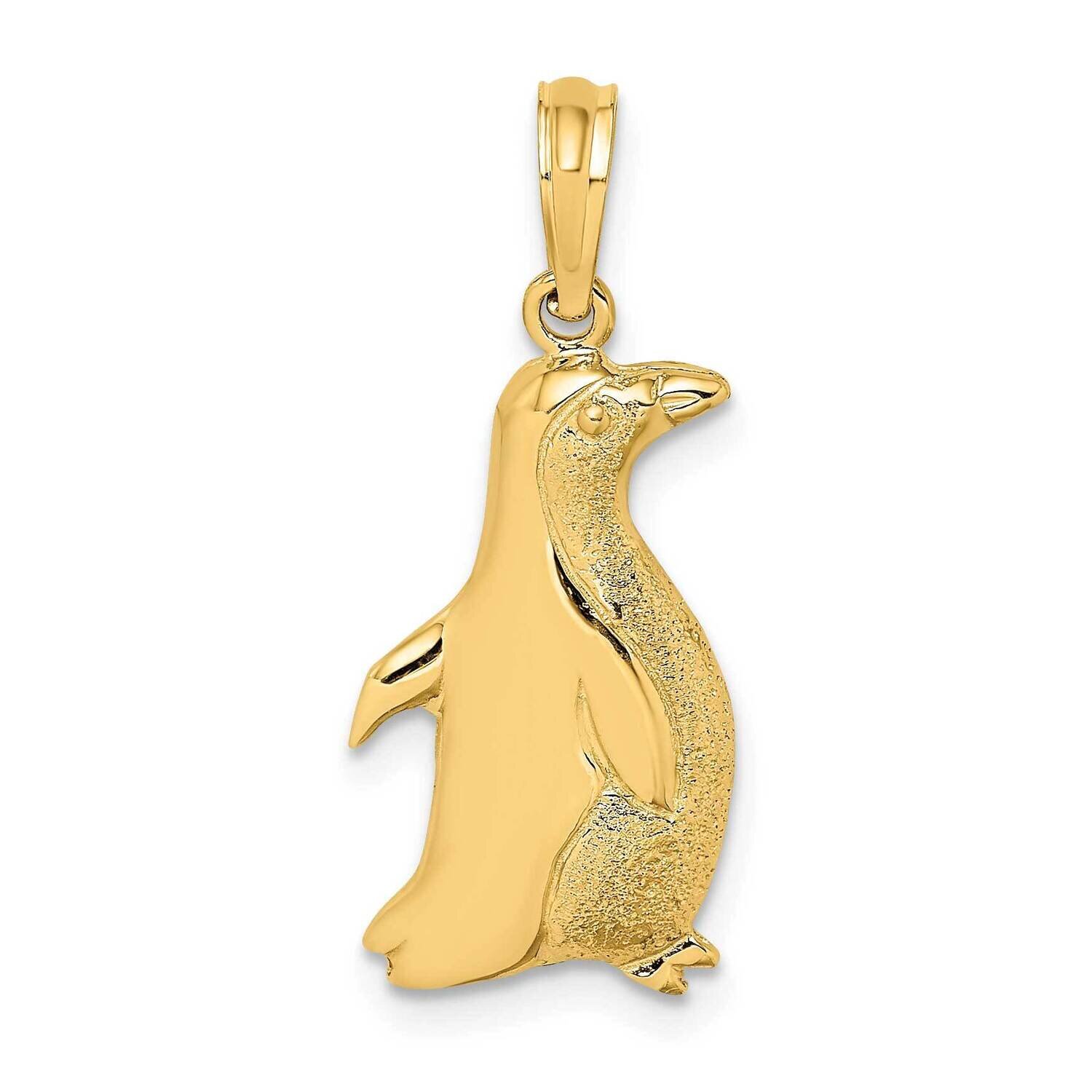 Polished Engraved Penguin Charm 14k Gold 2-D K6509