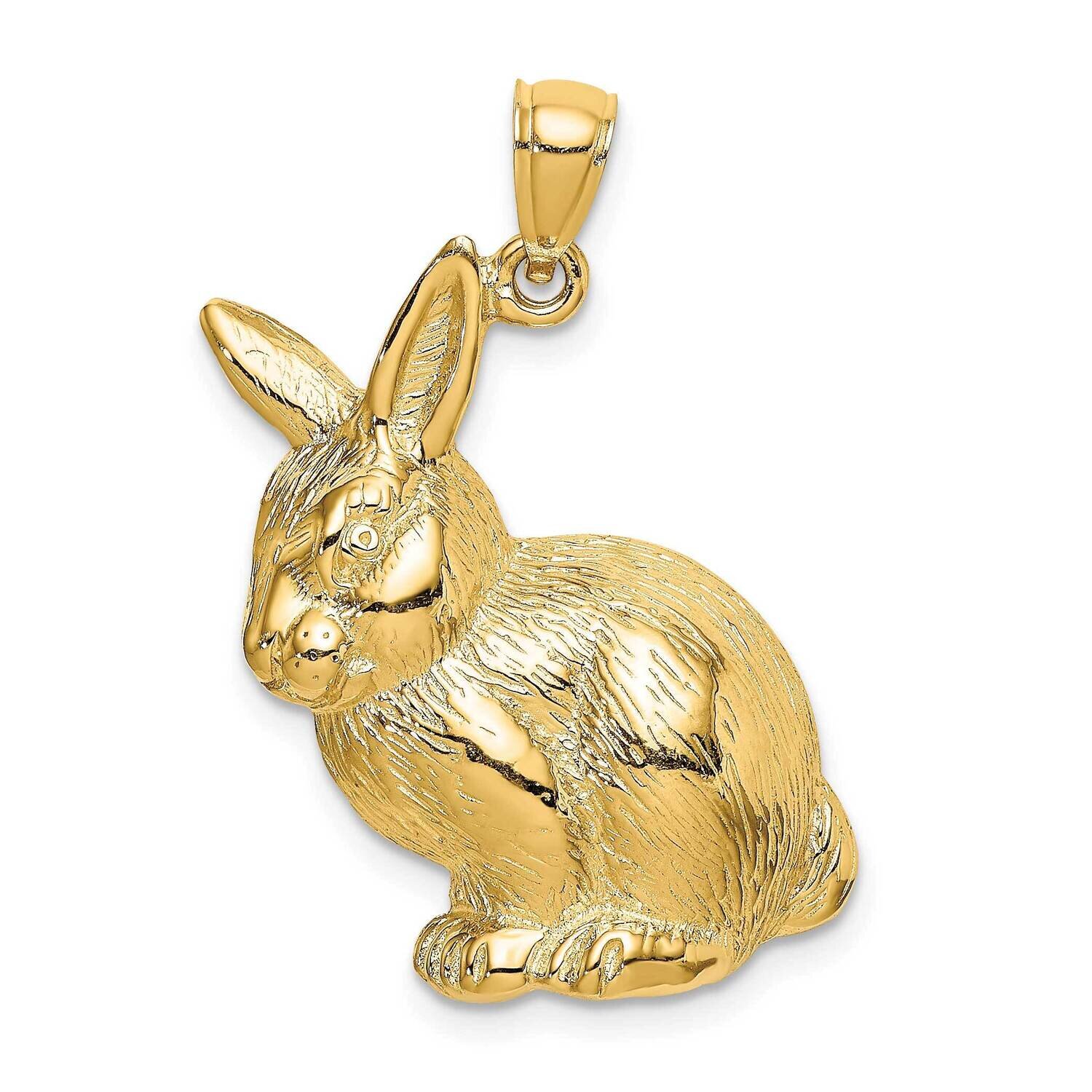 Textured Sitting Rabbit Charm 14k Gold 2-D K6510, MPN: K6510, 637218001316