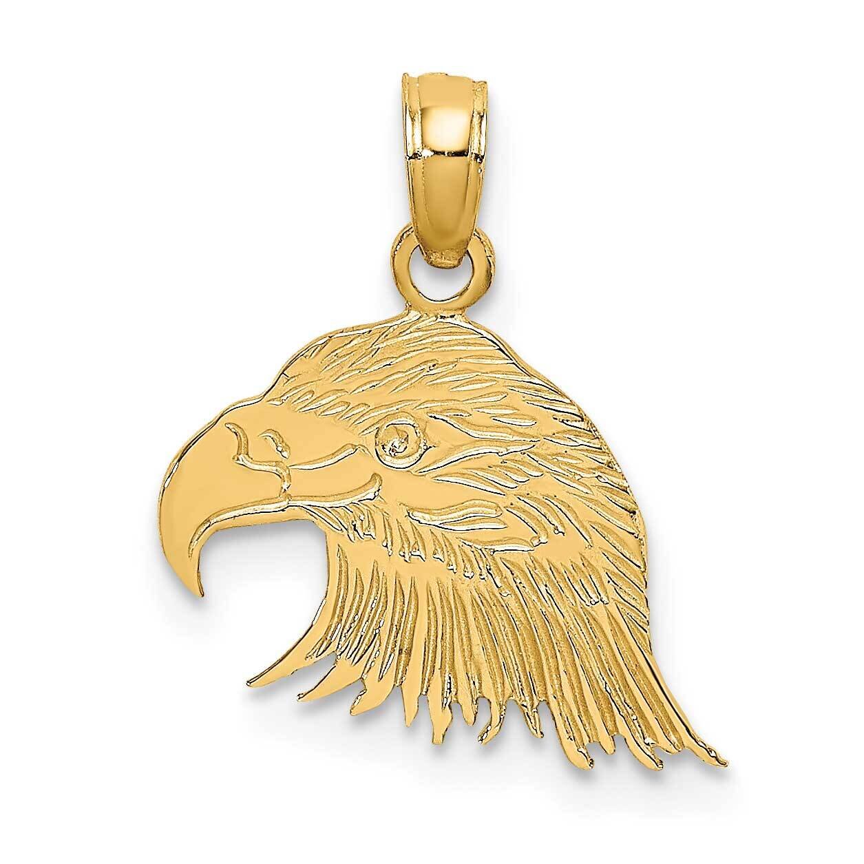 Engraved Flat Eagle Head Charm 14k Gold K6513