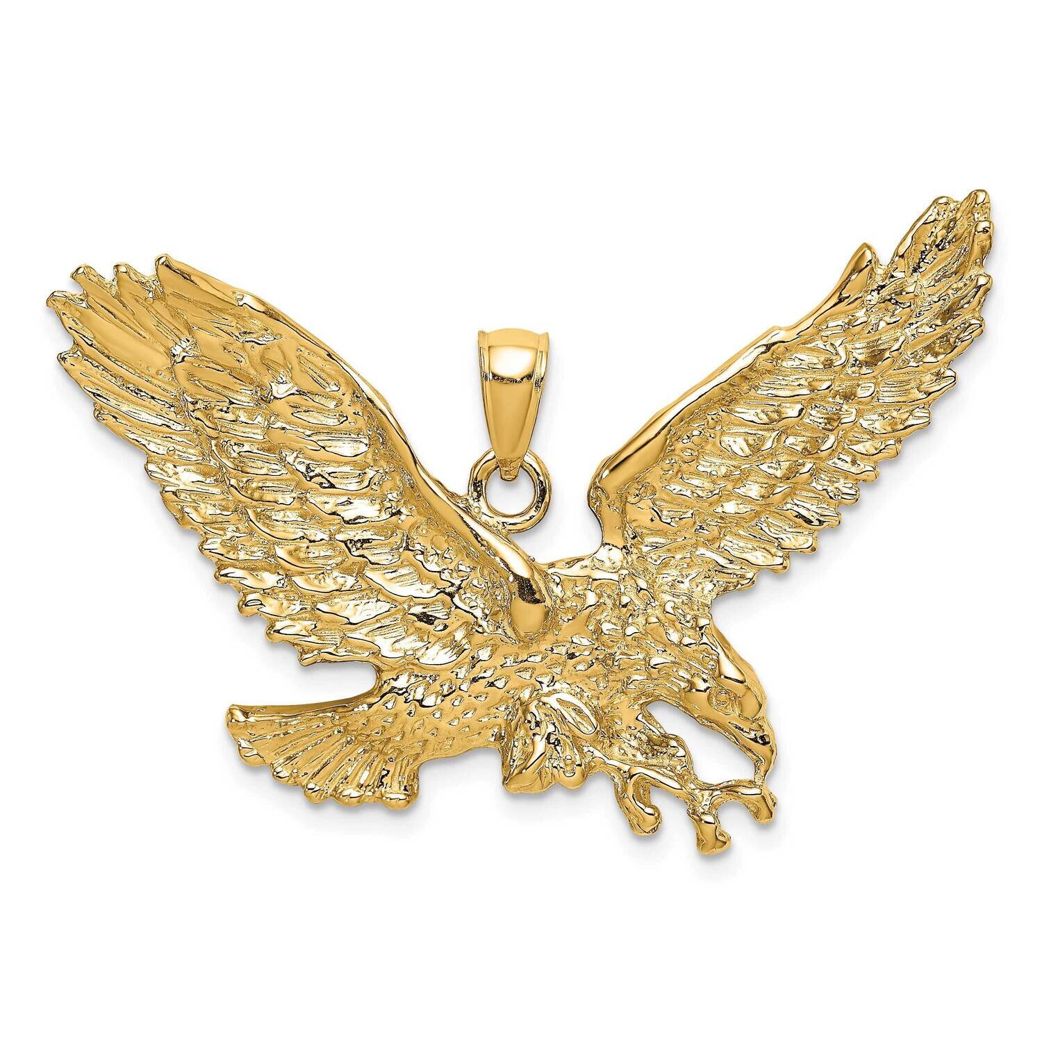 Eagle with Beak Touching Claws Charm 14k Gold 2-D K6514, MPN: K6514, 637218001484