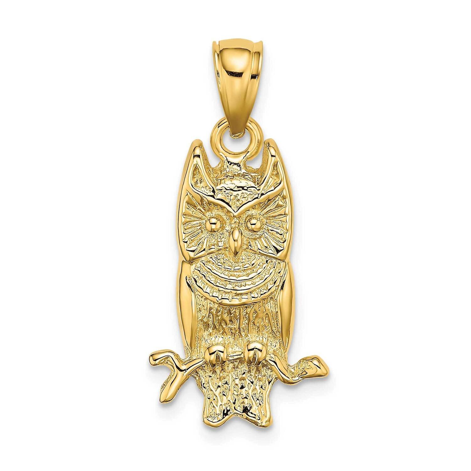 Textured Owl Charm 14k Gold 2-D K6516, MPN: K6516, 637218001521