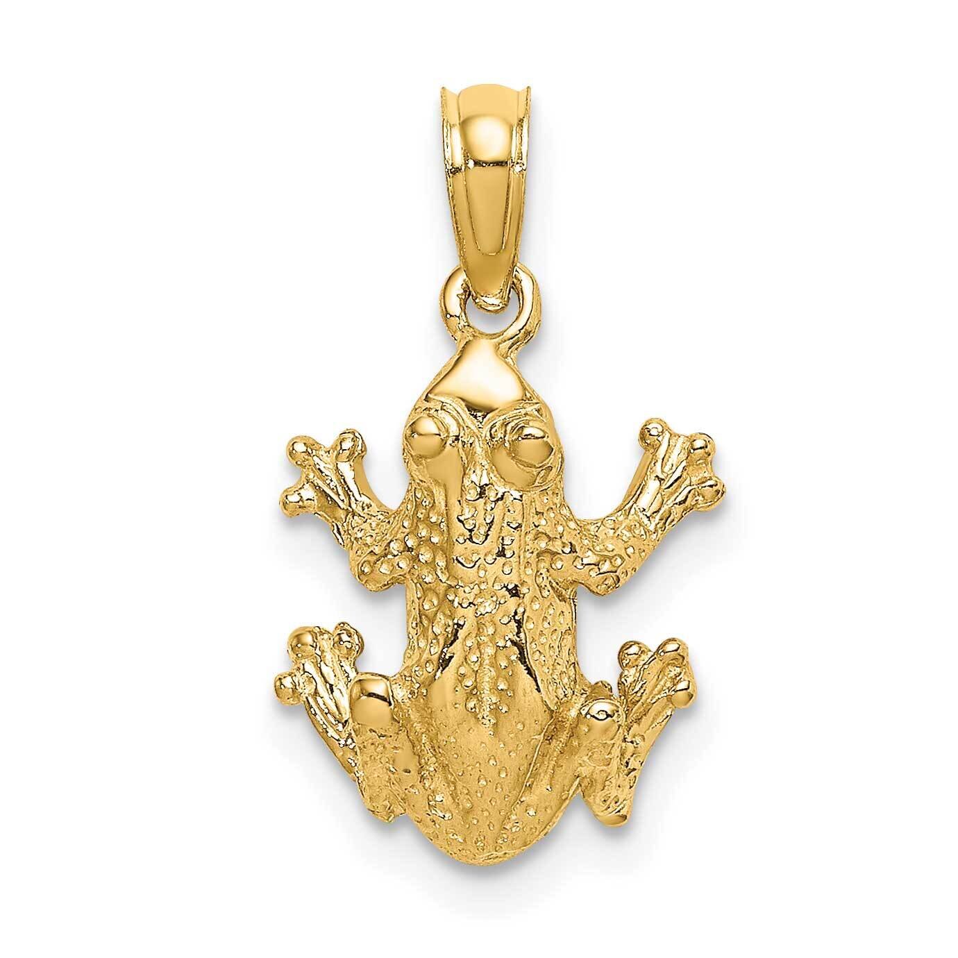 Textured Top View Frog Charm 14k Gold 2-D K6517