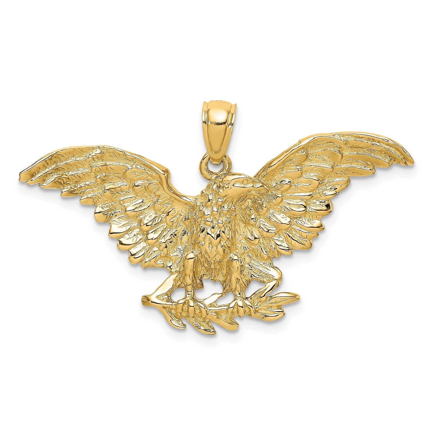 Eeagle with Wings Spread Charm 14k Gold 2-D K6524