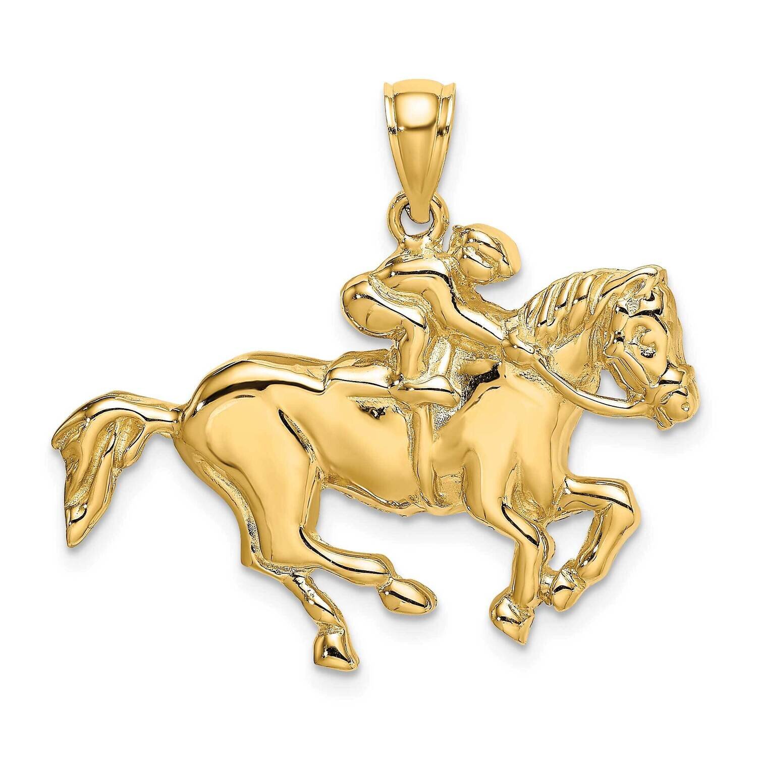 Jockey On Horse Charm 14k Gold 2-D K6541, MPN: K6541, 637218045303