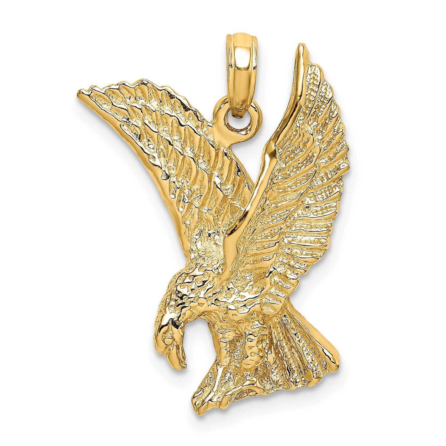 Eagle Landing with Wings Up Charm 14k Gold 2-D K6563, MPN: K6563, 637218059584