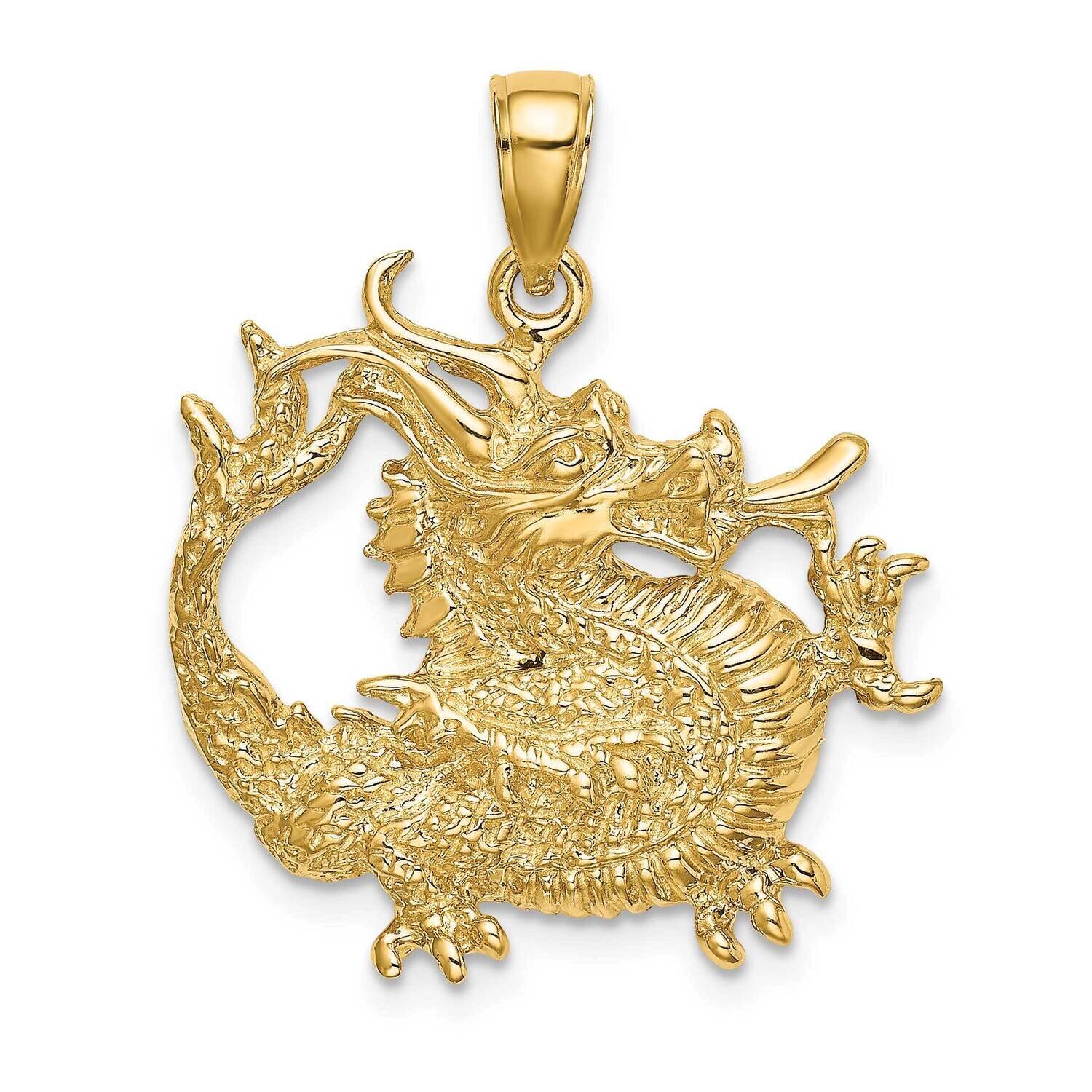 Textured Dragon Charm 14k Gold 2-D K6578, MPN: K6578, 637218068708