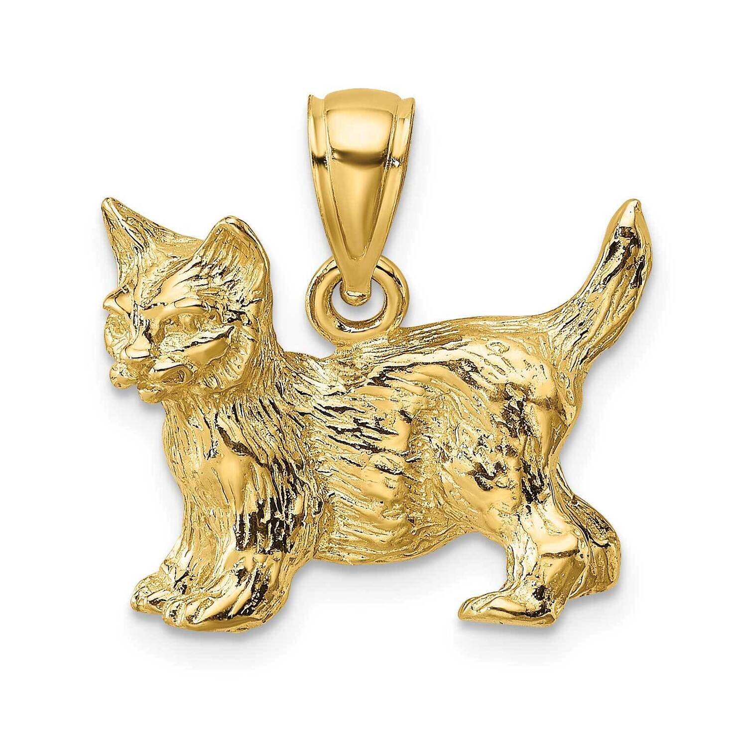 Cat Standing with Raised Tail Charm 14k Gold K6579