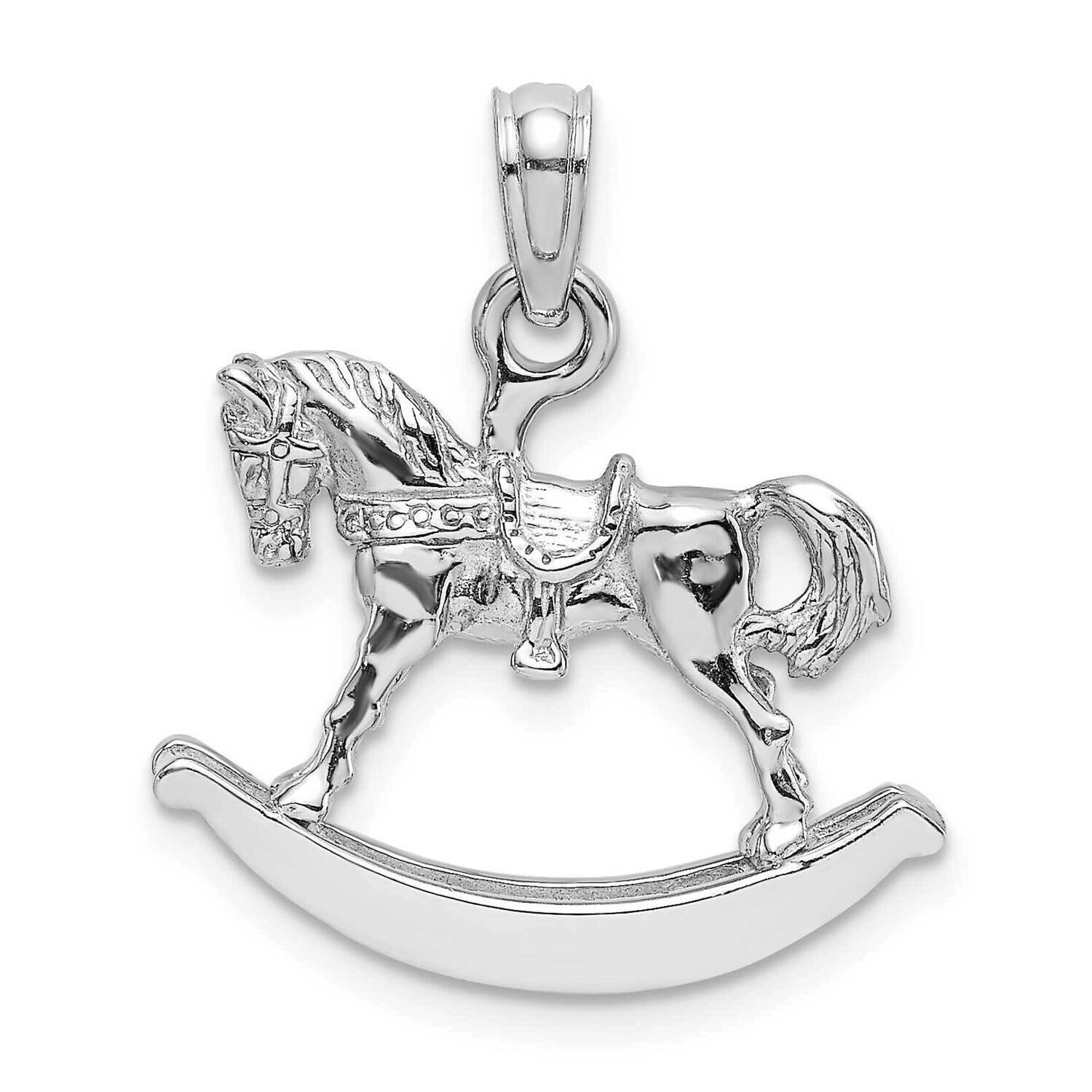 3-D Rocking Horse Charm 14k White Gold Polished K6598W