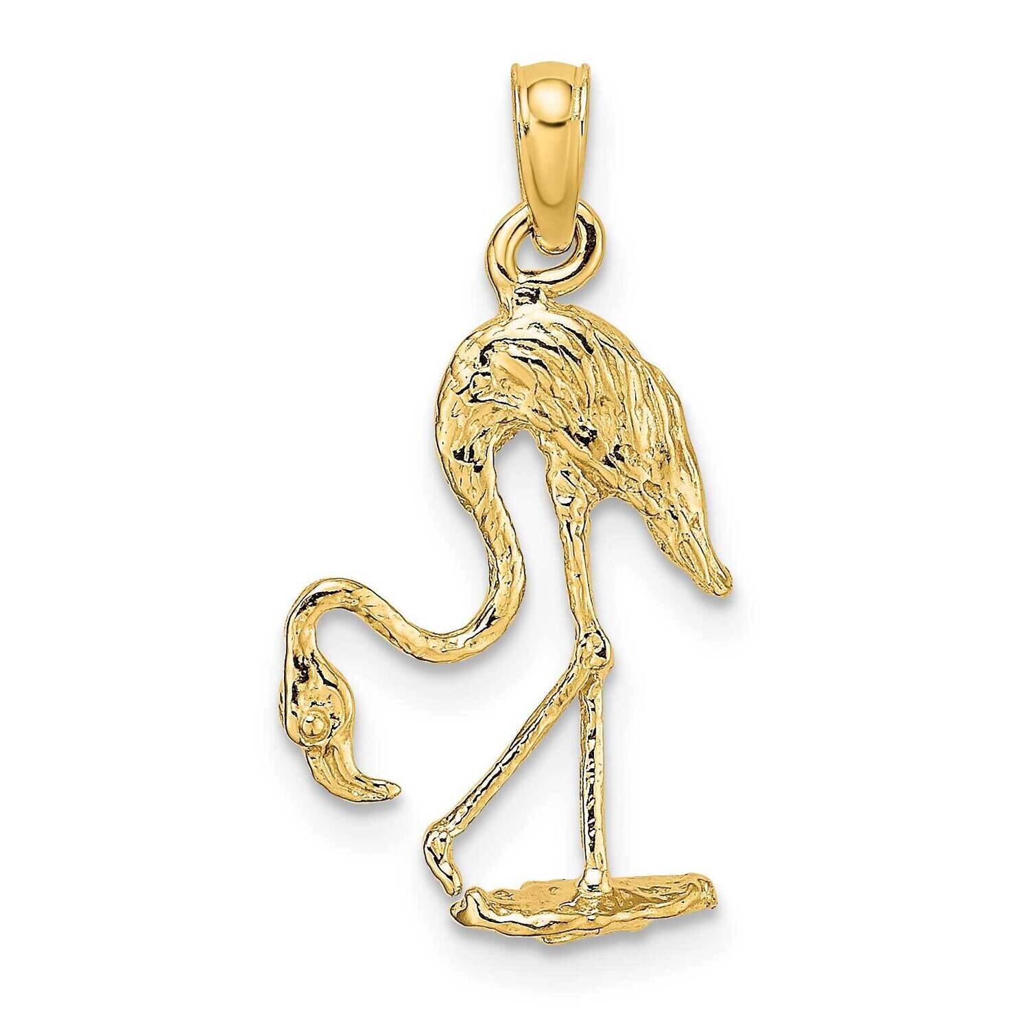 Flamingo Charm 14k Gold 3-D Textured K6608, MPN: K6608, 637218107858