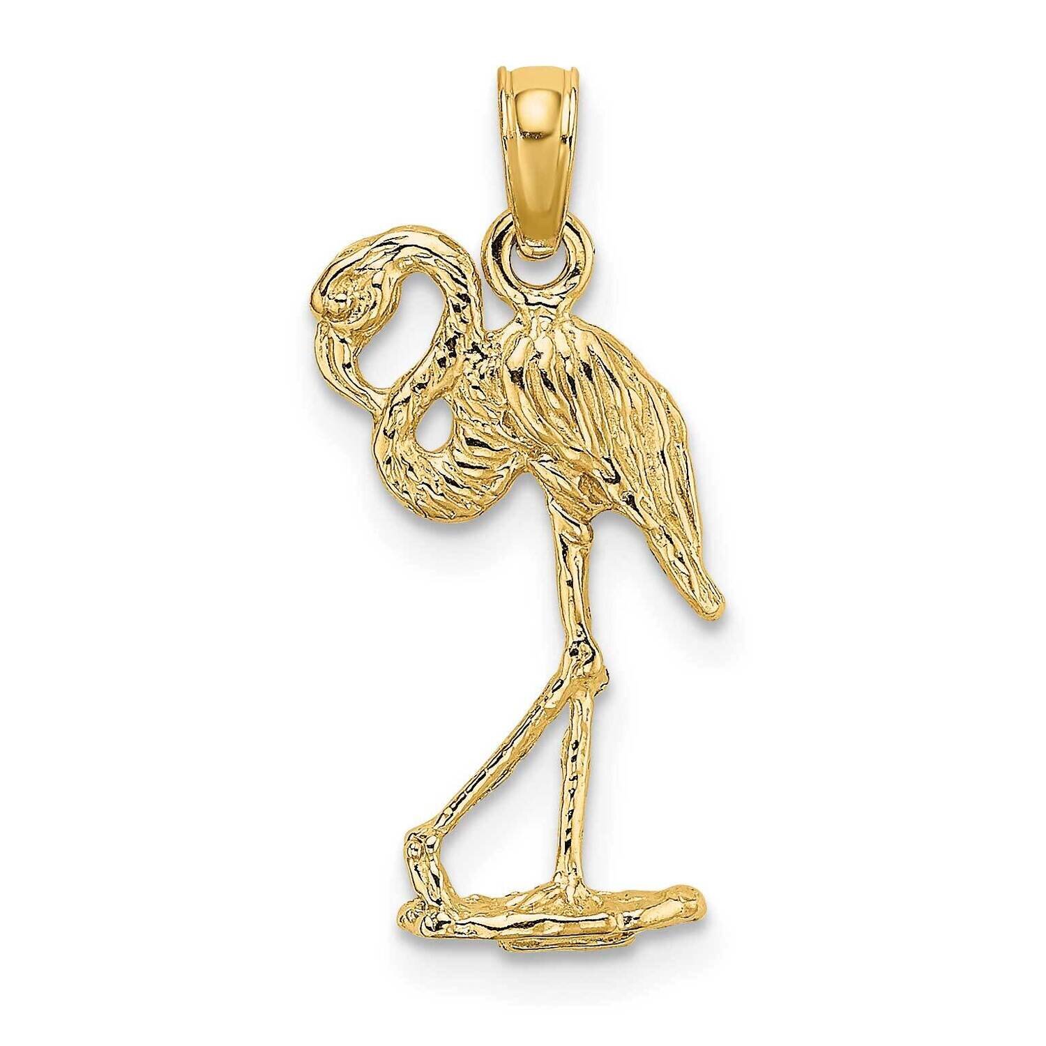 Flamingo with Head Up Charm 14k Gold 3-D K6612