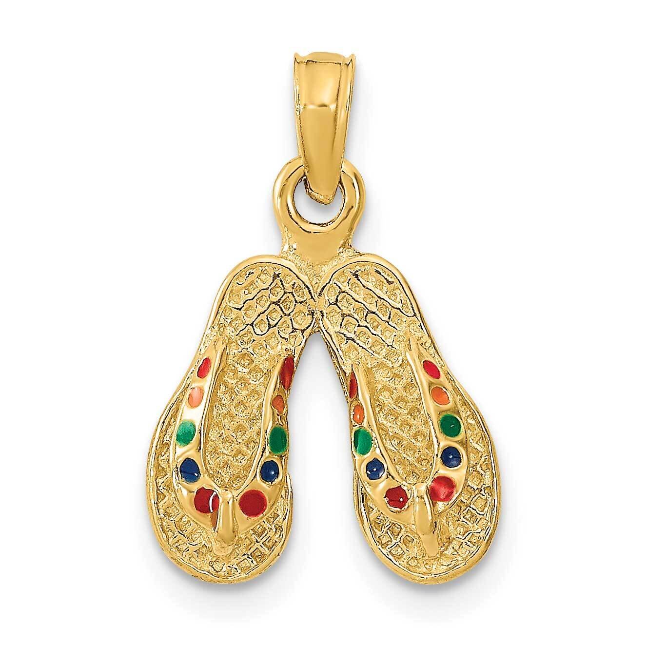 Multi-Color Enamel Double Flip-Flop Charm 14k Gold K6663, MPN: K6663, 637218110445