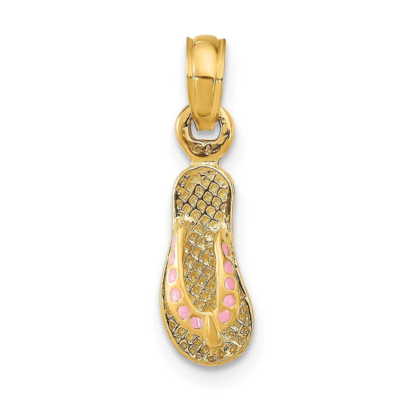 Pink Enamel Single Flip-Flop Charm 14k Gold K6675, MPN: K6675, 637218114917