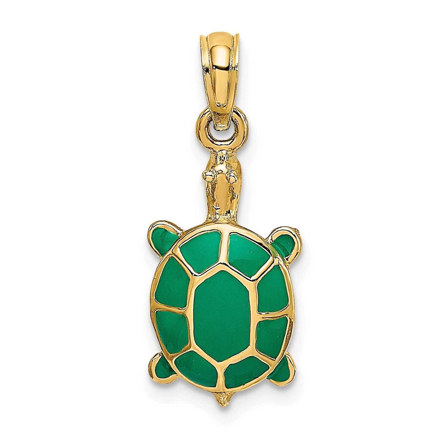 Green Enamel Tortoise Charm 14k Gold K6688, MPN: K6688, 637218111657