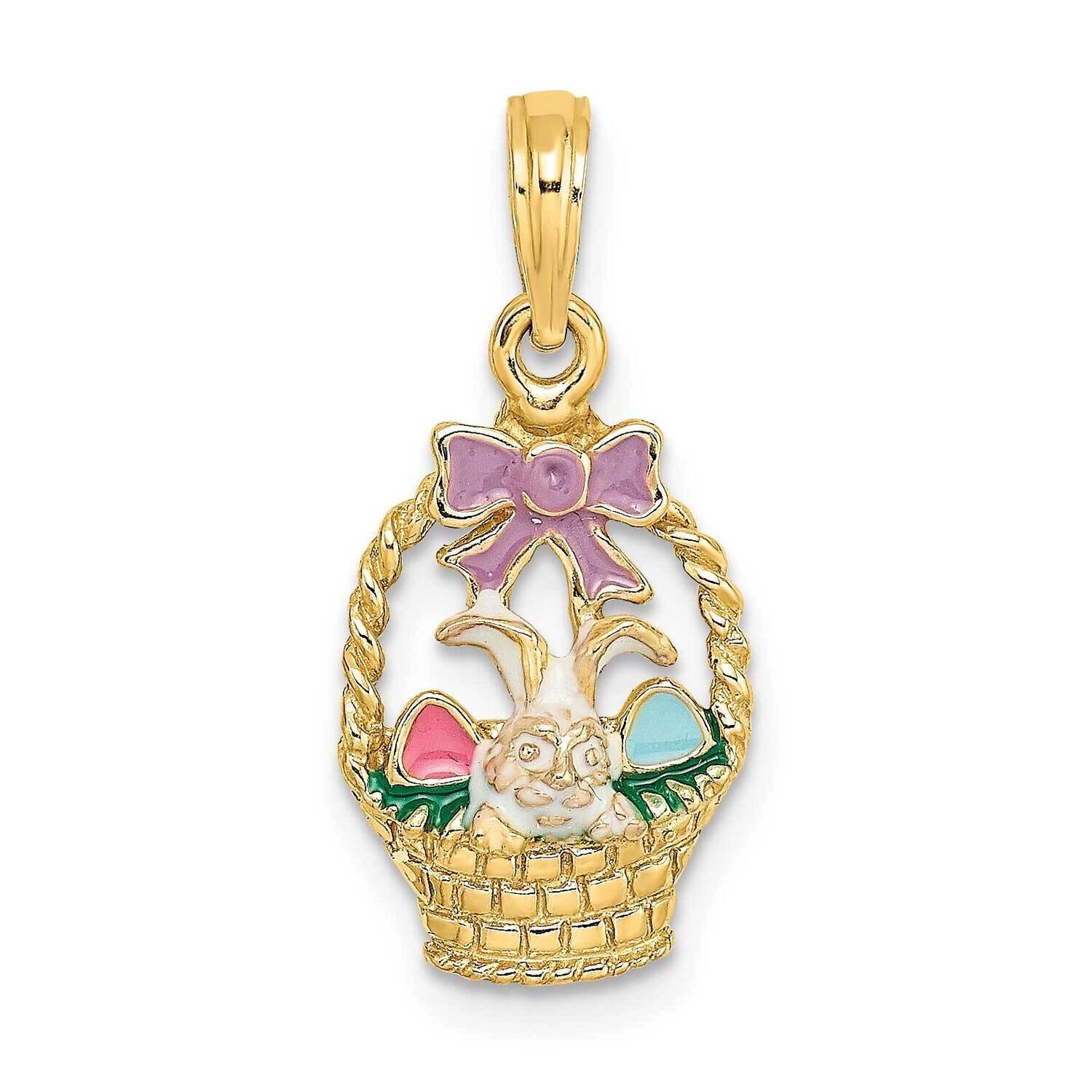 Easter Basket with Bunny Bow Eggs Charm 14k Gold Enamel K6740, MPN: K6740, 637218119332
