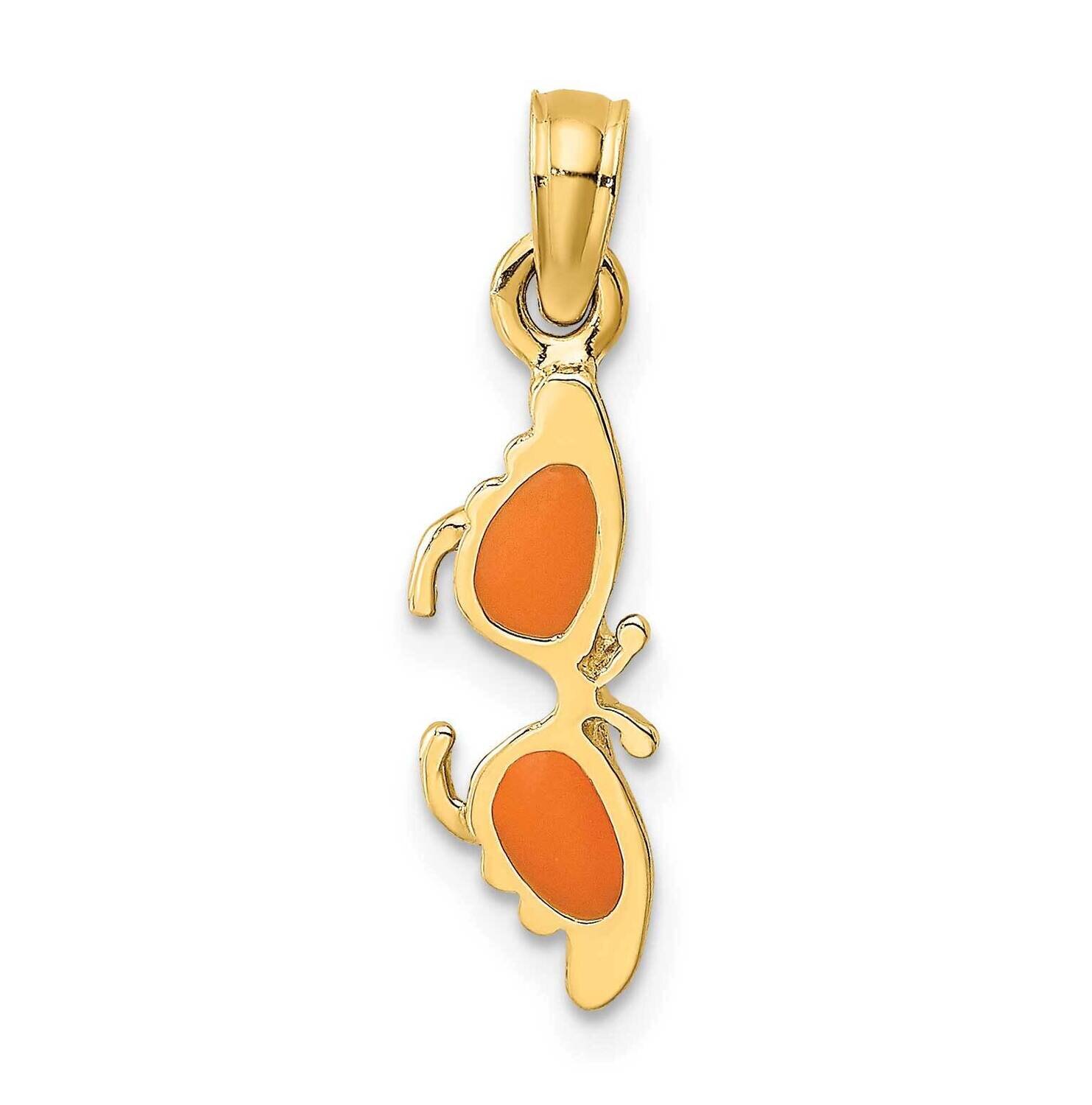 Orange Enameled Butterfly Sunglasses Charm 14k Gold K6757, MPN: K6757, 637218121908