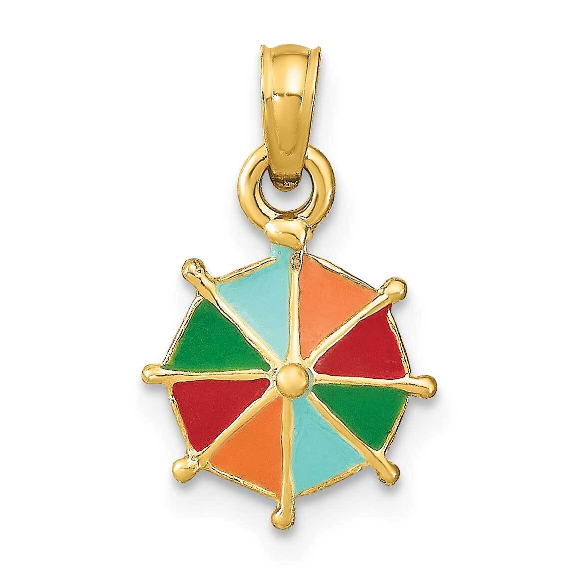 Multi-Color Enamel 2-D Umbrella Charm 14k Gold K6810, MPN: K6810, 637218124152