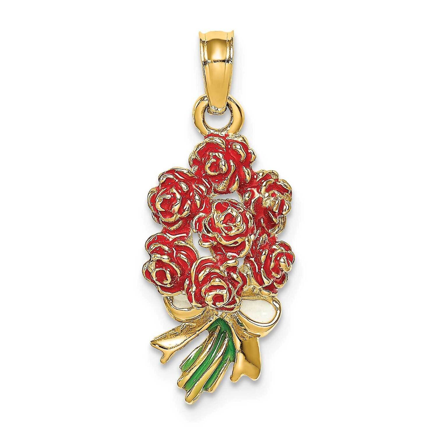 Bouquet of Red Roses 2-D 14k Gold K6825
