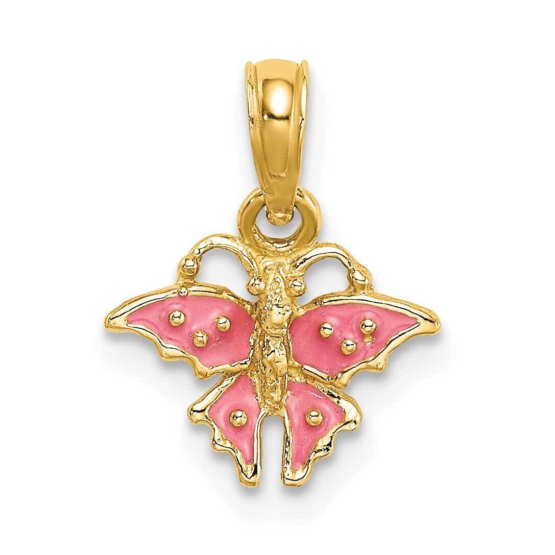 Mini Pink Butterfly Enamel 14k Gold K6845