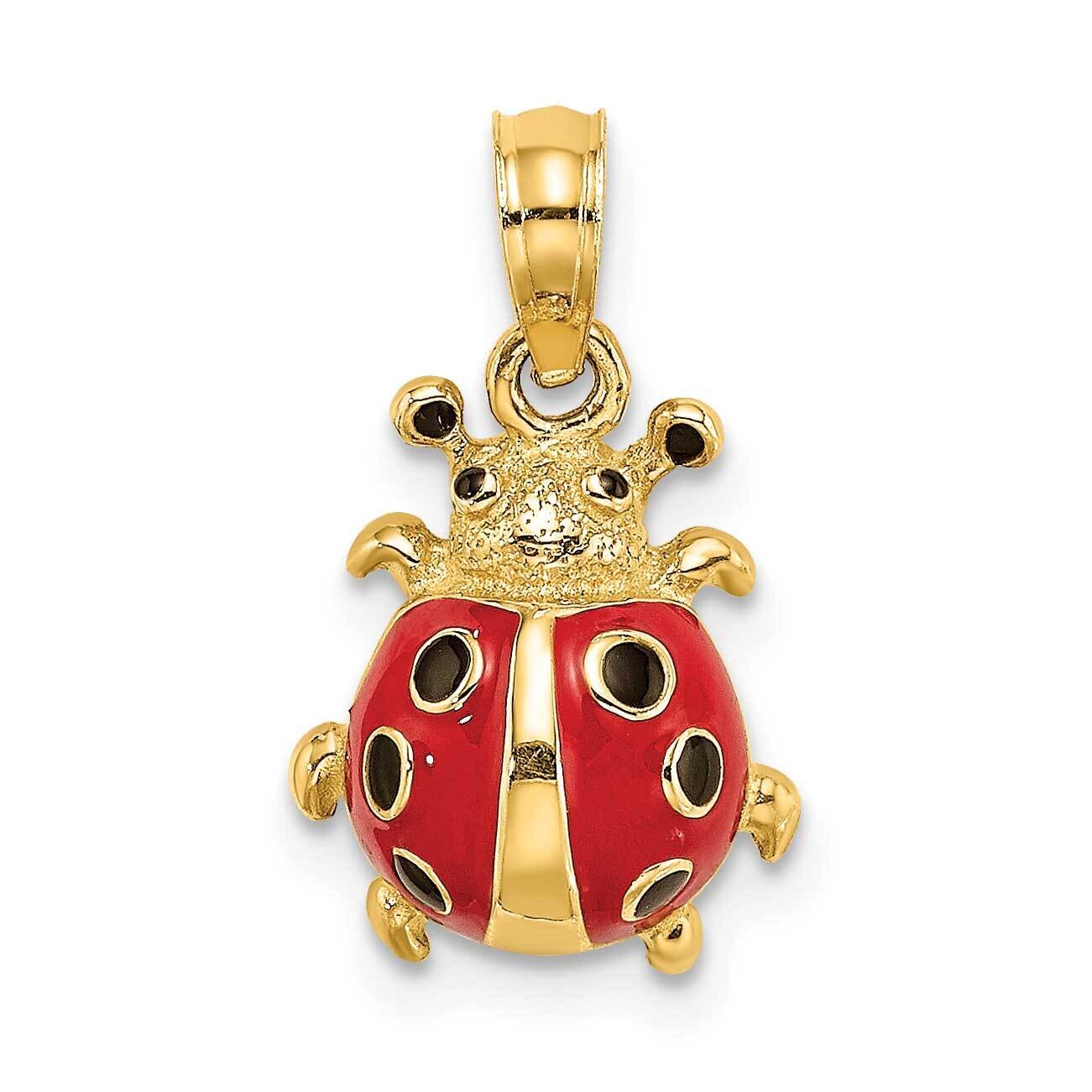Enamel Ladybug Charm 14k Gold 3-D K6846