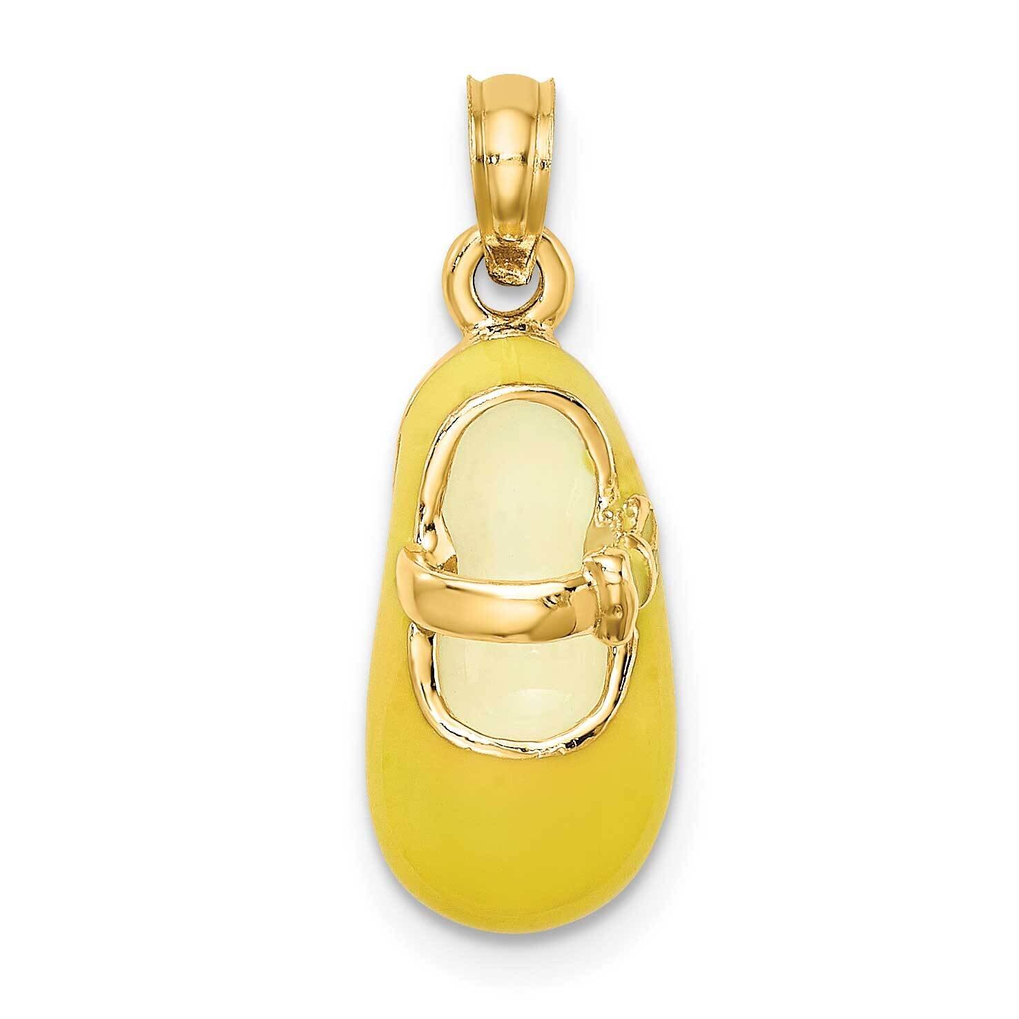 Yellow Enamel Baby Shoe Charm 14k Gold 3-D K6852, MPN: K6852, 637218127252