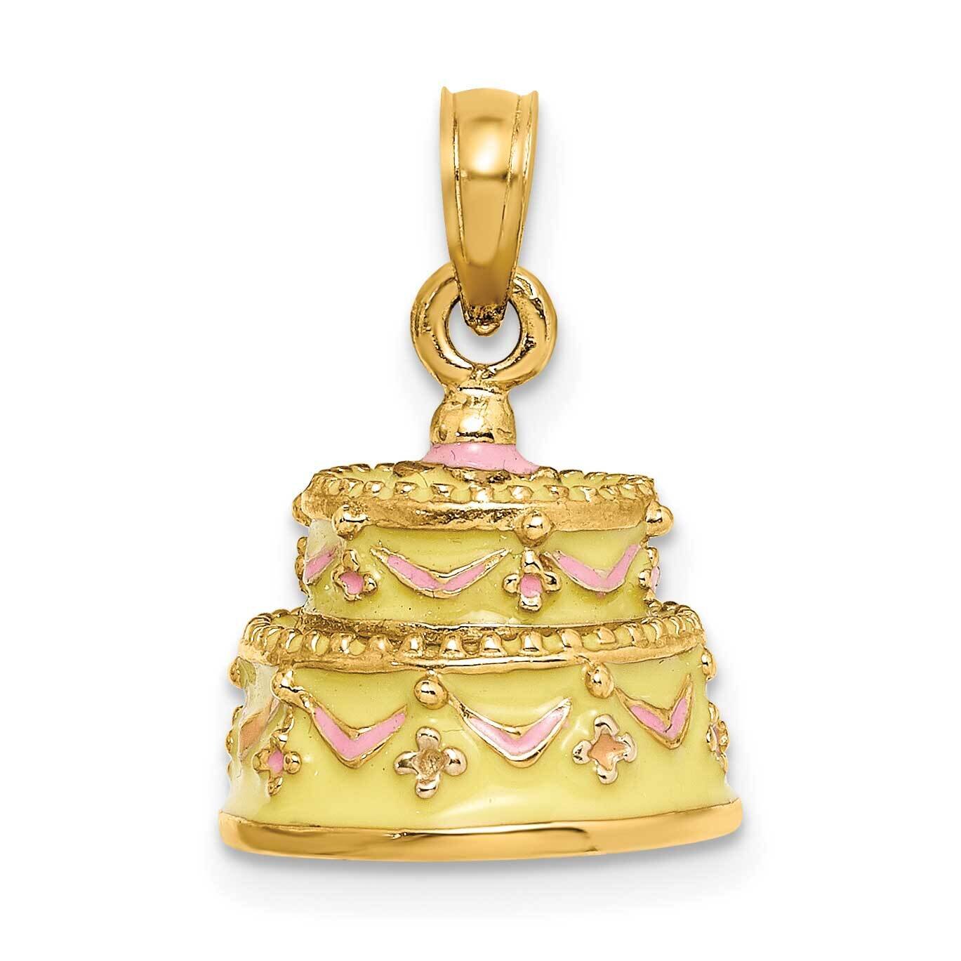 Happy Birthday Cake with Yellow Frosting Charm 14k Gold 3-D K6872, MPN: K6872, 637218127696