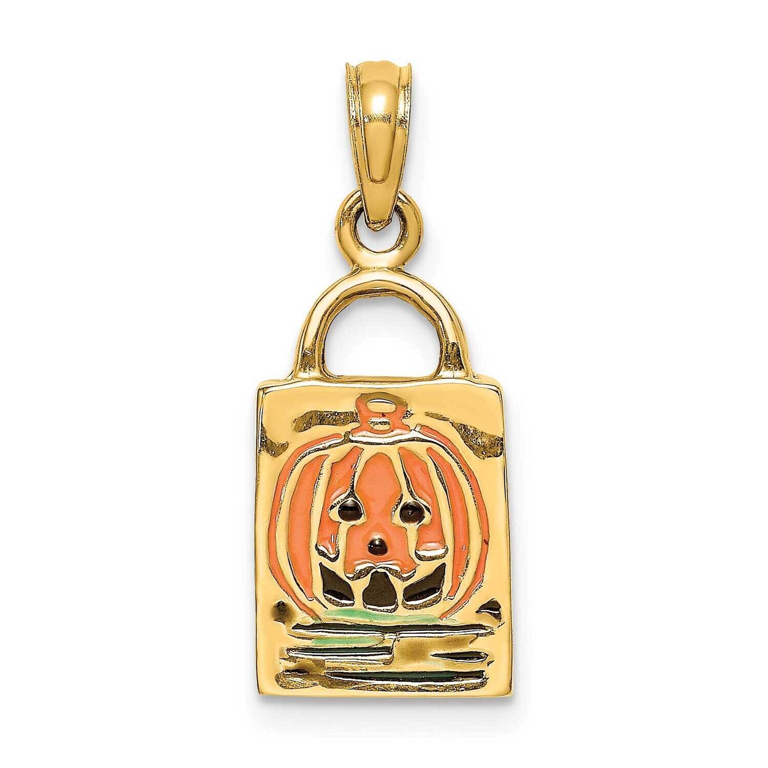 Enameled Trick Or Treat Bag Charm 14k Gold 3-D K6884, MPN: K6884, 637218128471
