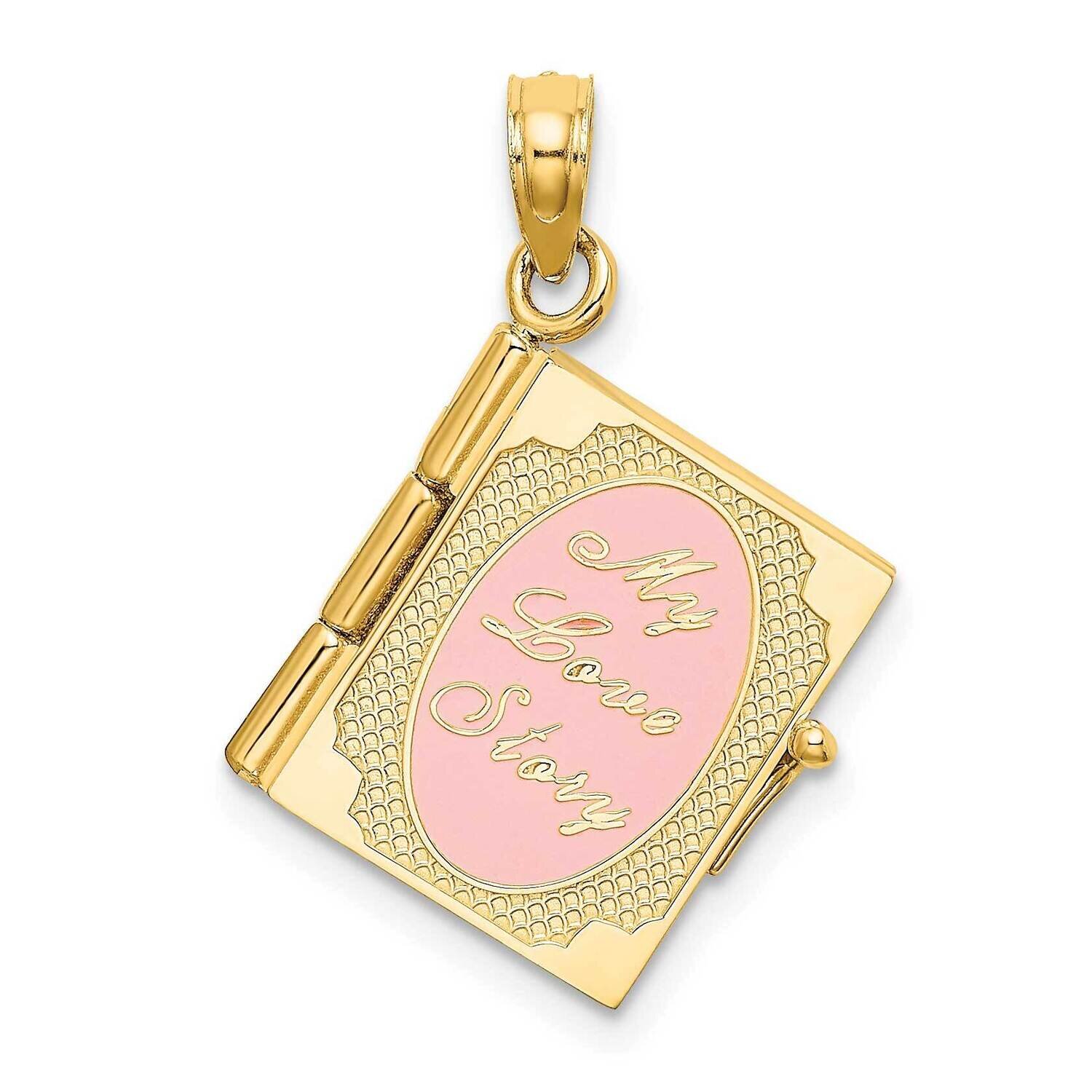 Moveable My Love Story Book Pendant 14k Gold Polished Enameled K6893, MPN: K6893, 637218129478