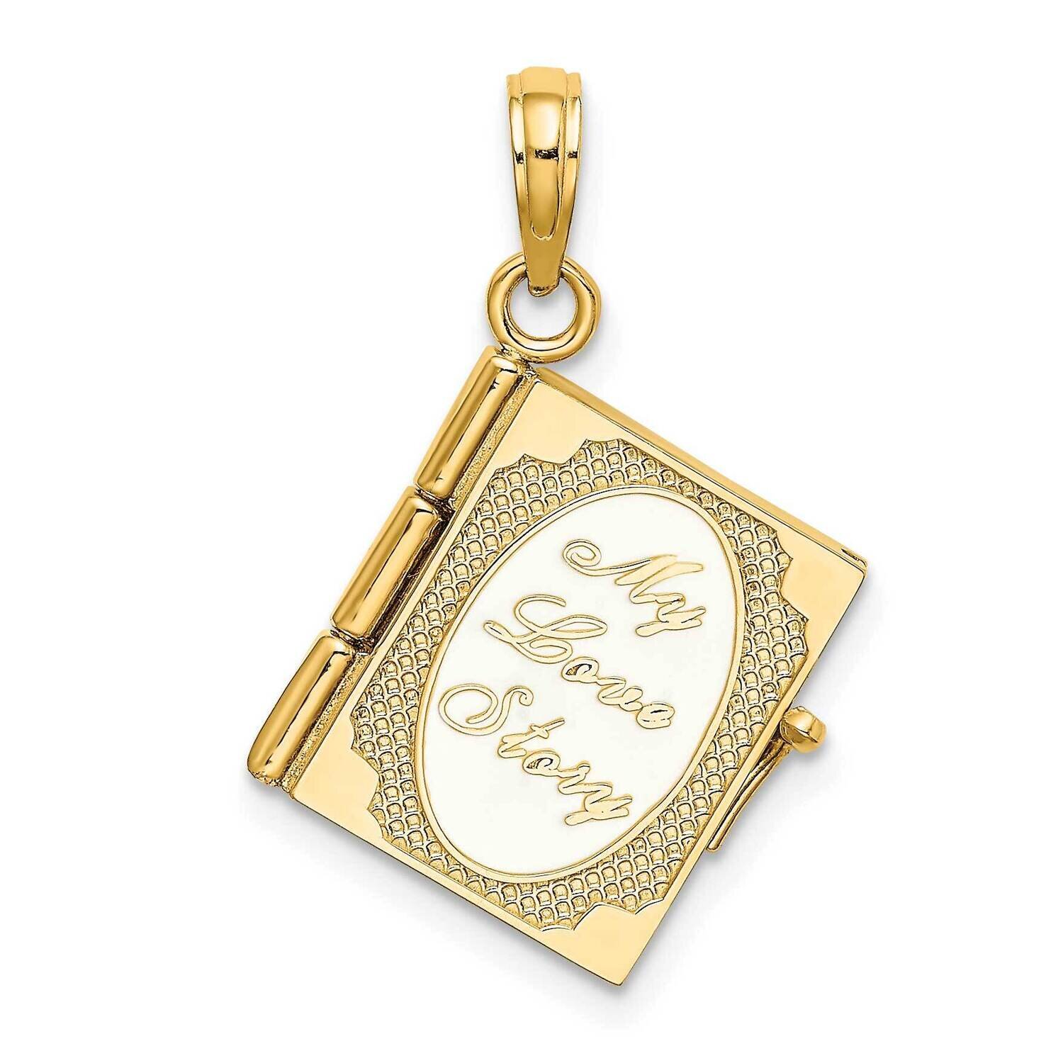 Moveable My Love Story Book Pendant 14k Gold Polished Enameled K6894, MPN: K6894, 637218129607