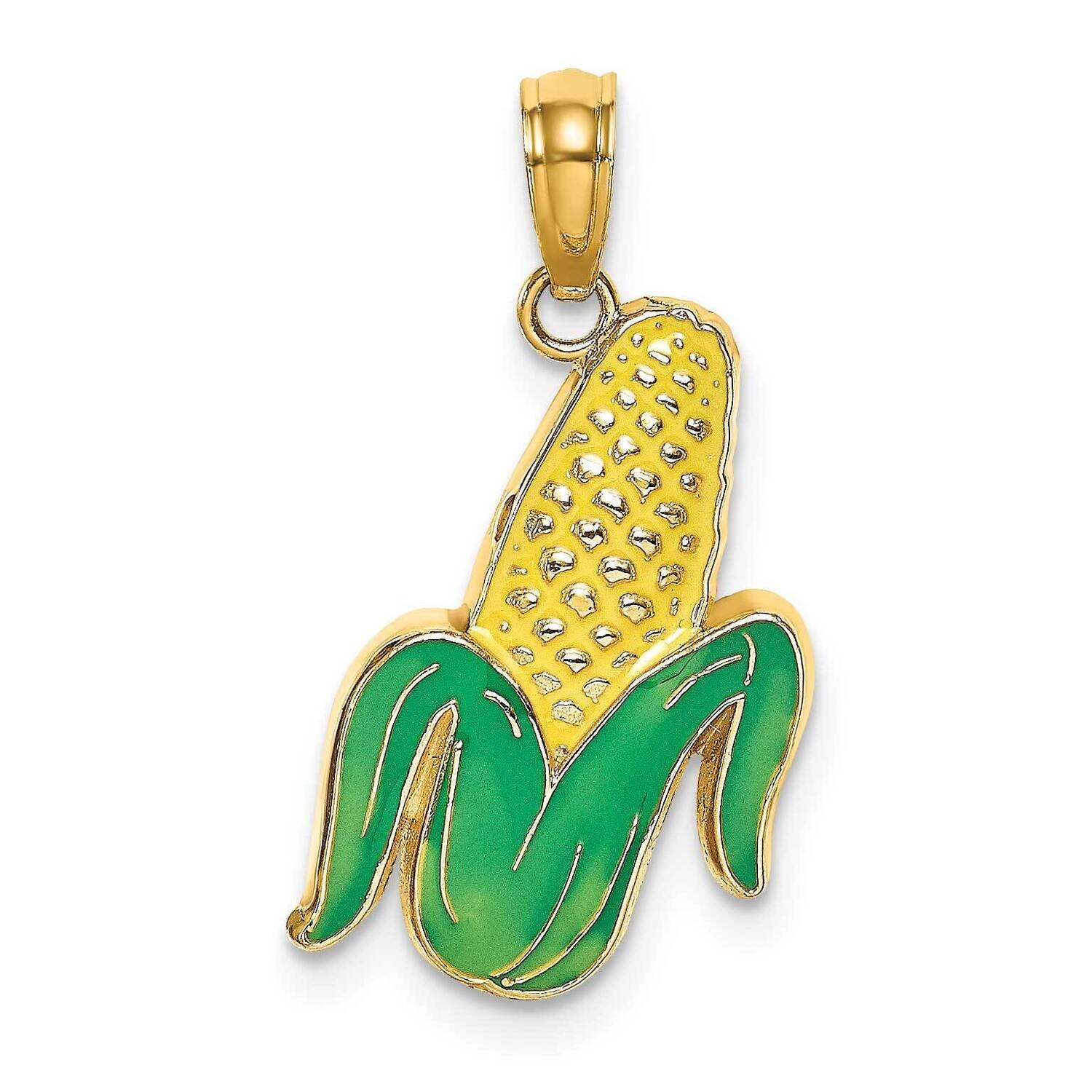 2-D Corn with Peeled Husk Charm 14k Gold Enamel K6906, MPN: K6906, 637218130535