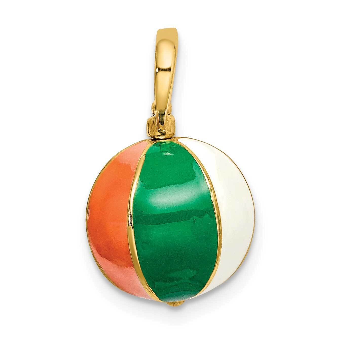 Multi Color Enamel Beach Ball Charm 14k Gold 3-D K6921, MPN: K6921, 637218131310