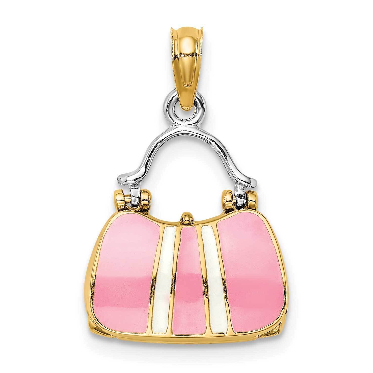 Enamel Moveable Handbag Charm 14k Gold 3-D K6933