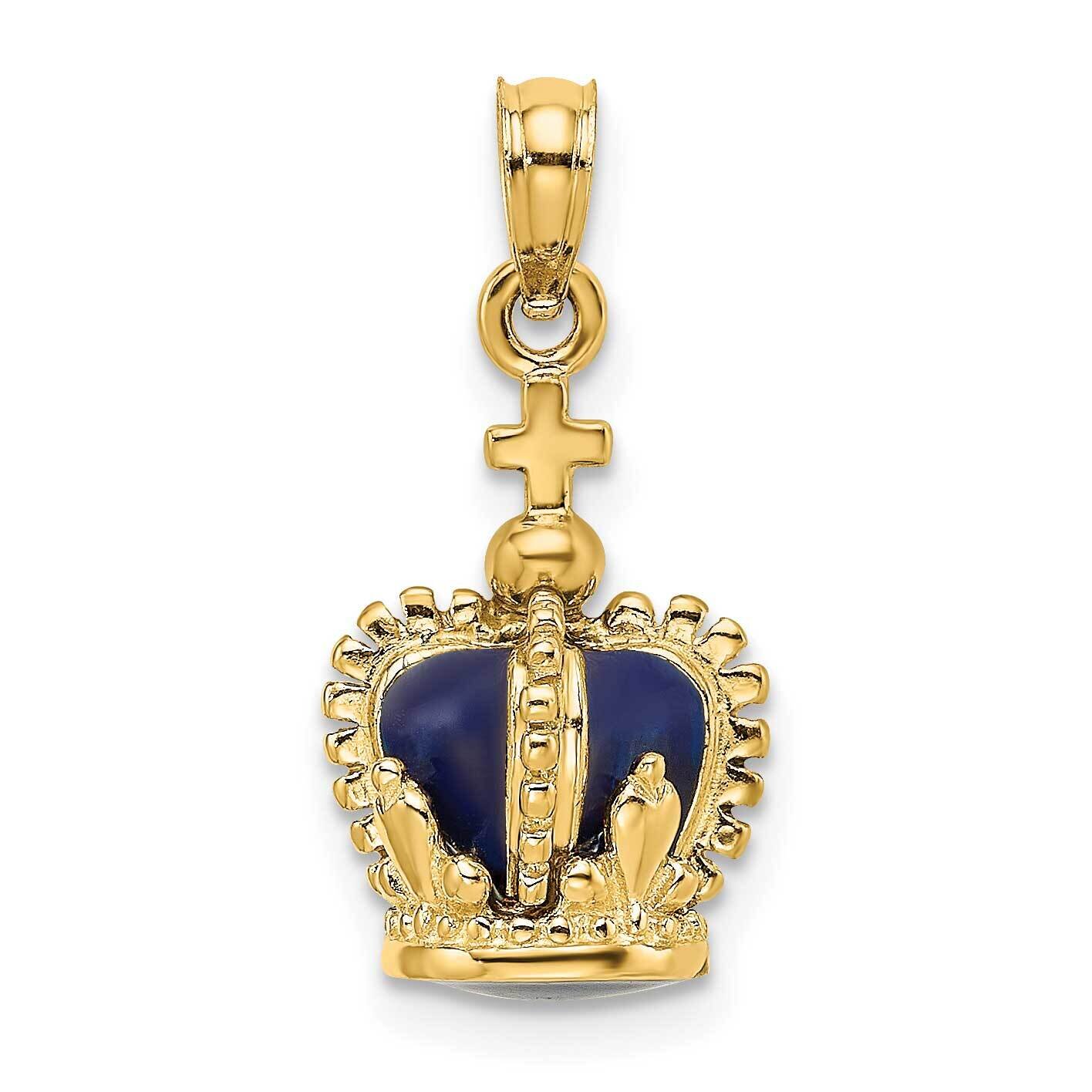 Enamel Crown Cross On Top Charm 14k Gold 3-D K6944, MPN: K6944, 637218131808