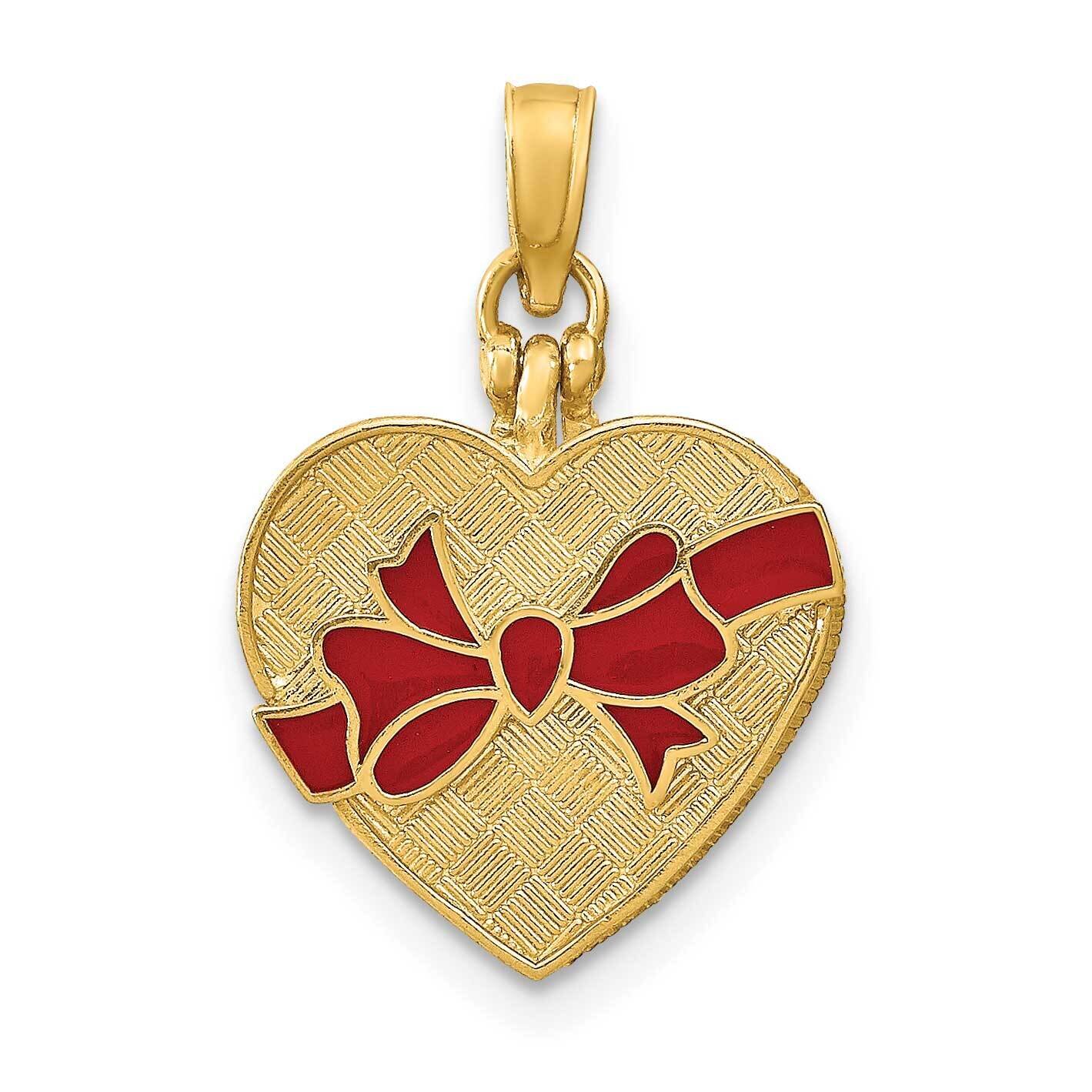 Ribbon I Love You Inside 3-D Cany Box Charm 14k Gold Enamel K6955, MPN: K6955, 637218132409