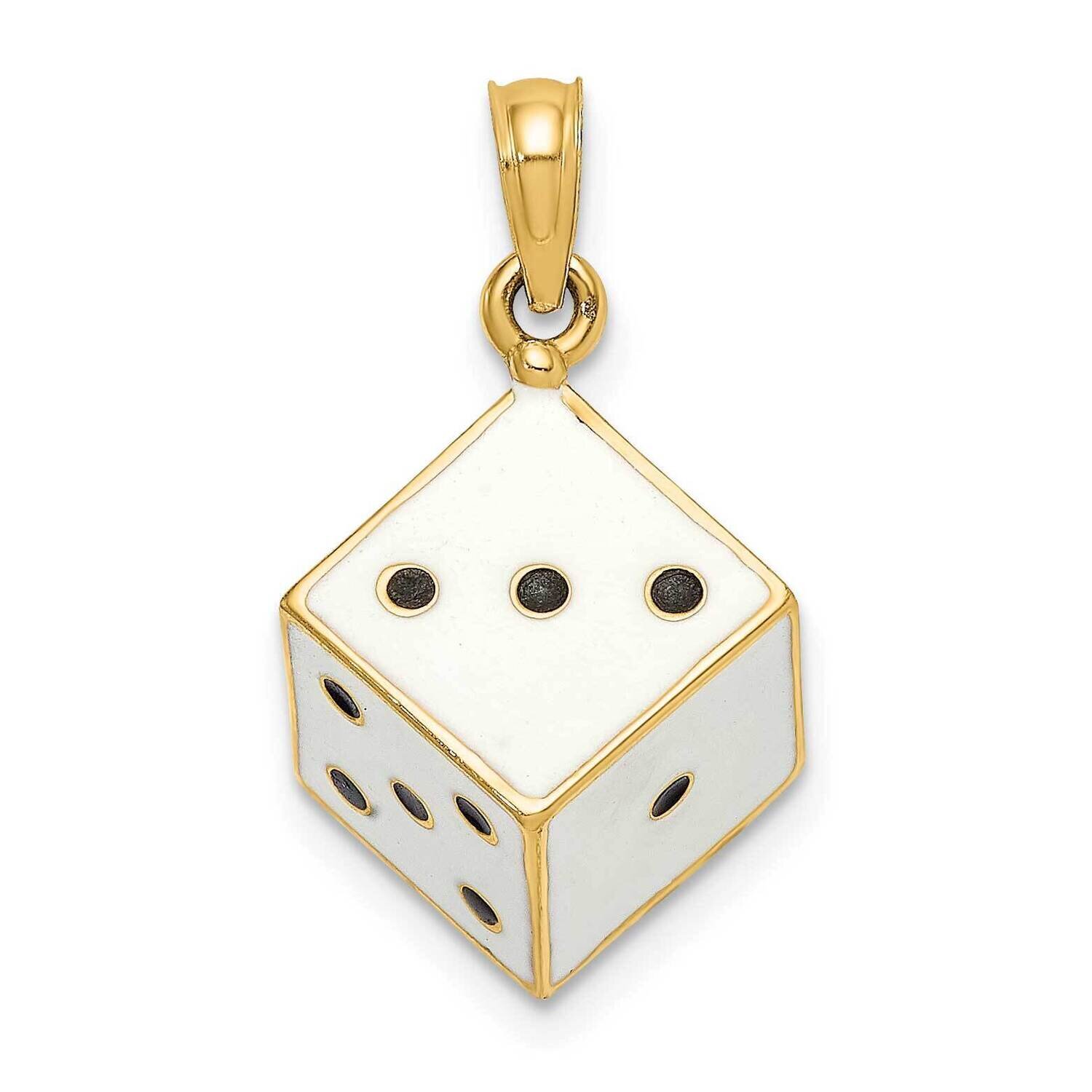 Enamel Dice Charm 14k Gold 3-D K6958, MPN: K6958, 637218132430