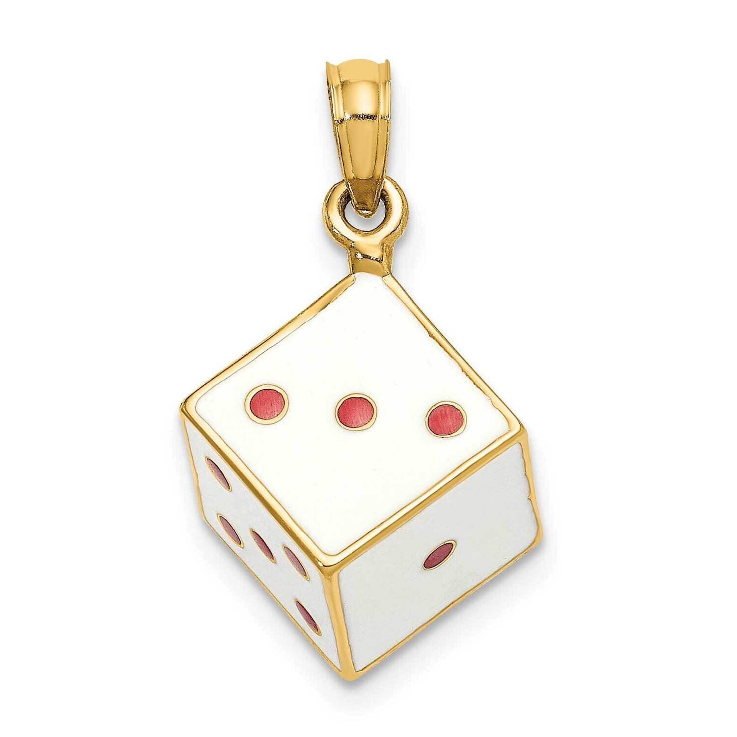 Enamel Dice Charm 14k Gold 3-D K6959, MPN: K6959, 637218132447