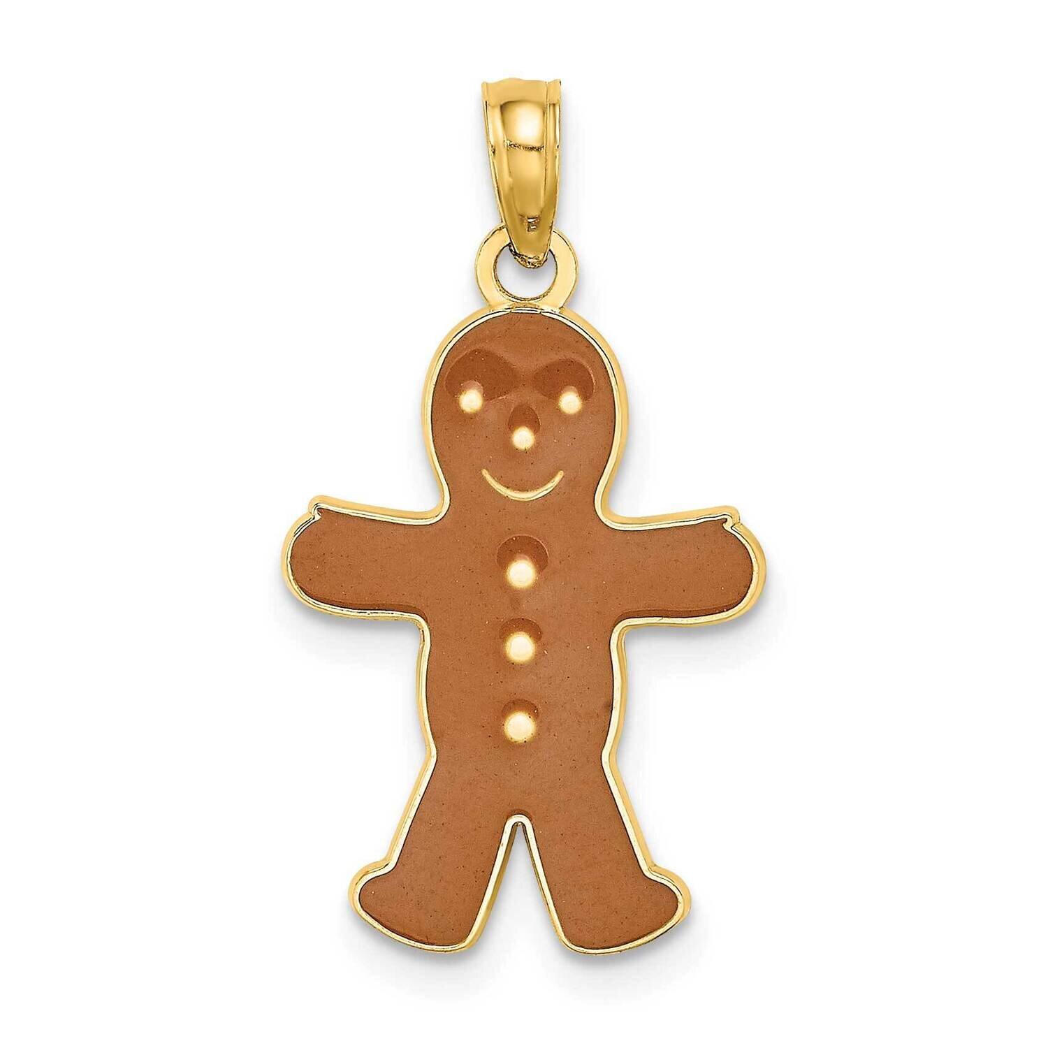 Enamel Gingerbread Man Charm 14k Gold 3-D K6970