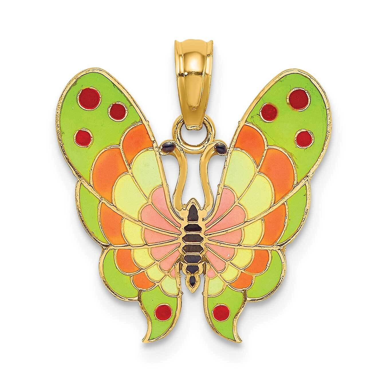 Multi-Color Enamel Butterfly Charm 14k Gold K6988, MPN: K6988, 637218136827