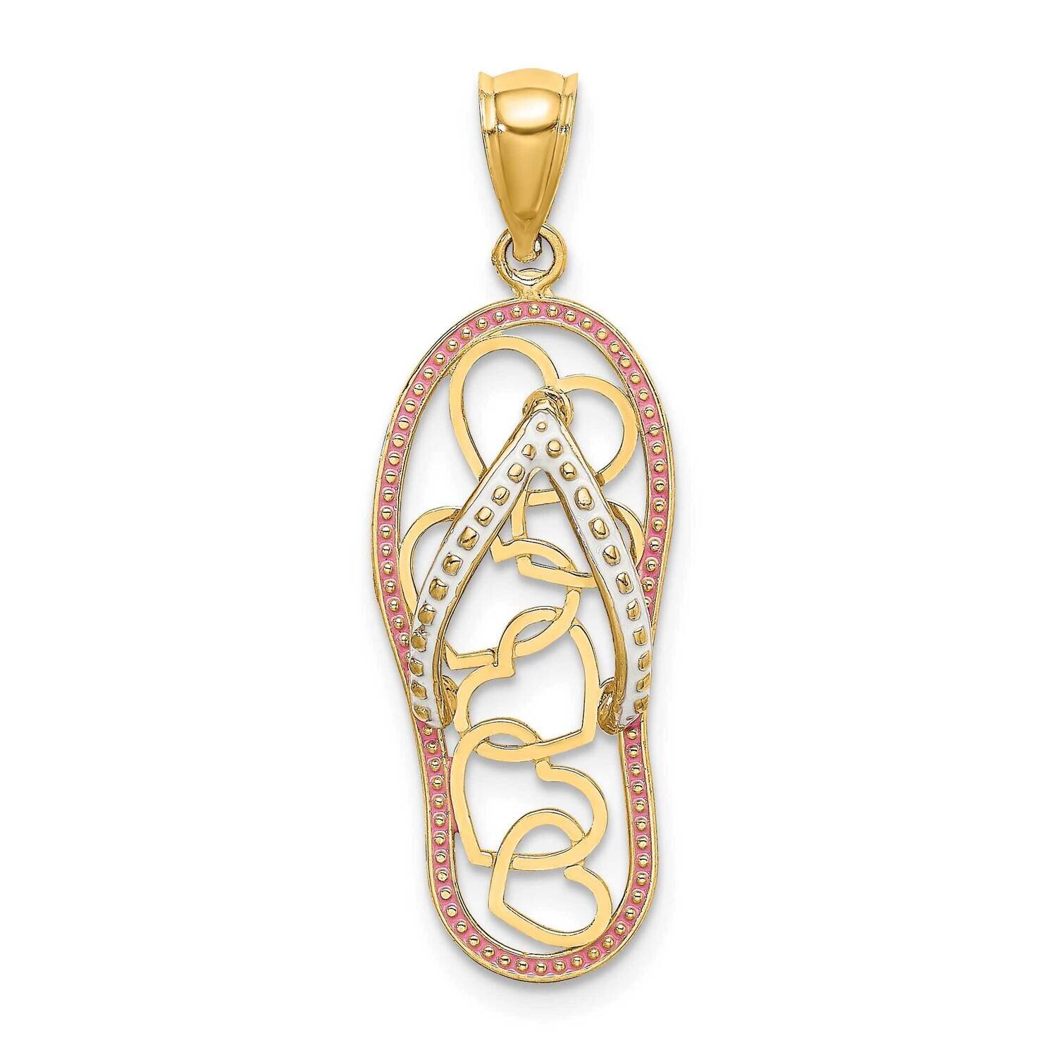 Multi Heart Flip-Flop with Pink Enamel Charm 14k Gold K6994, MPN: K6994, 637218136278