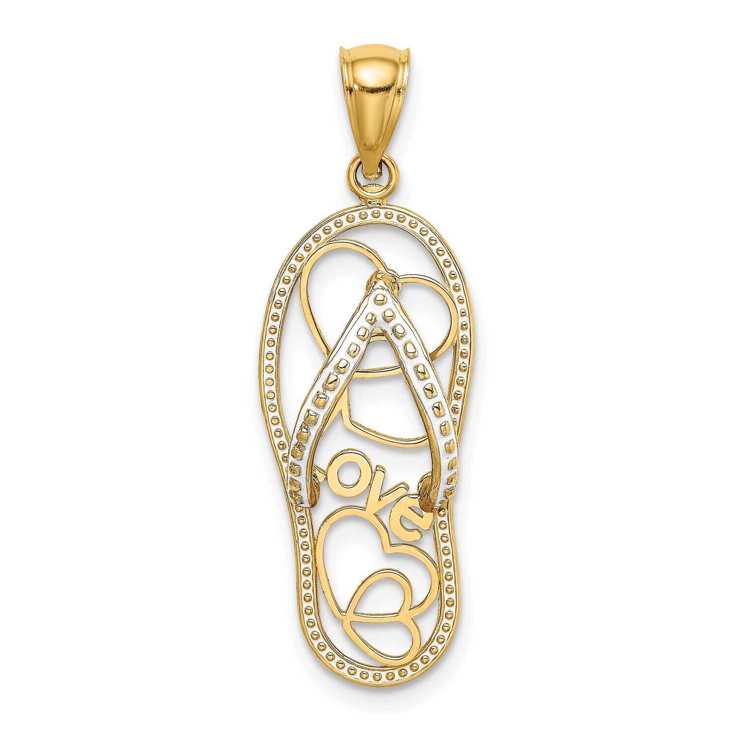 Multi Heart Love Flip-Flop with White Enamel Charm 14k Gold K6995, MPN: K6995, 637218136285