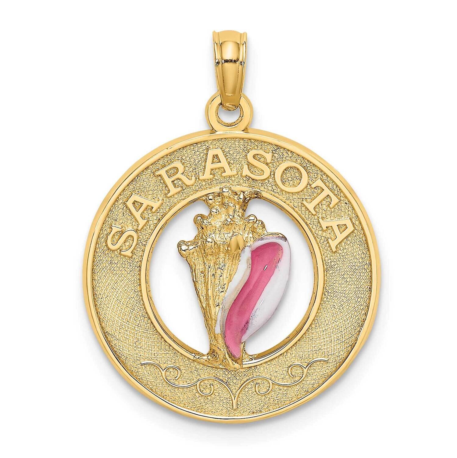 Sarasota Round Frame with Enamel Conch Shell Charm 14k Gold K6997, MPN: K6997, 637218136308