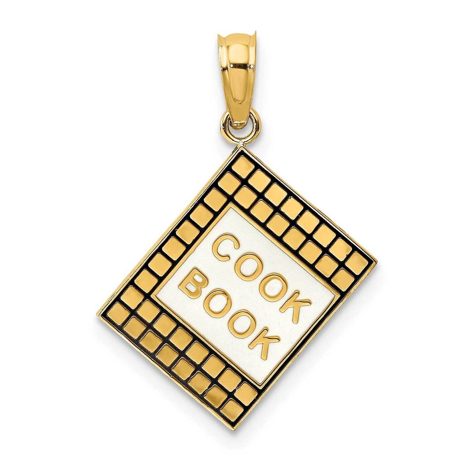 Black Enamel 3-D Cook Book Charm 14k Gold K7024