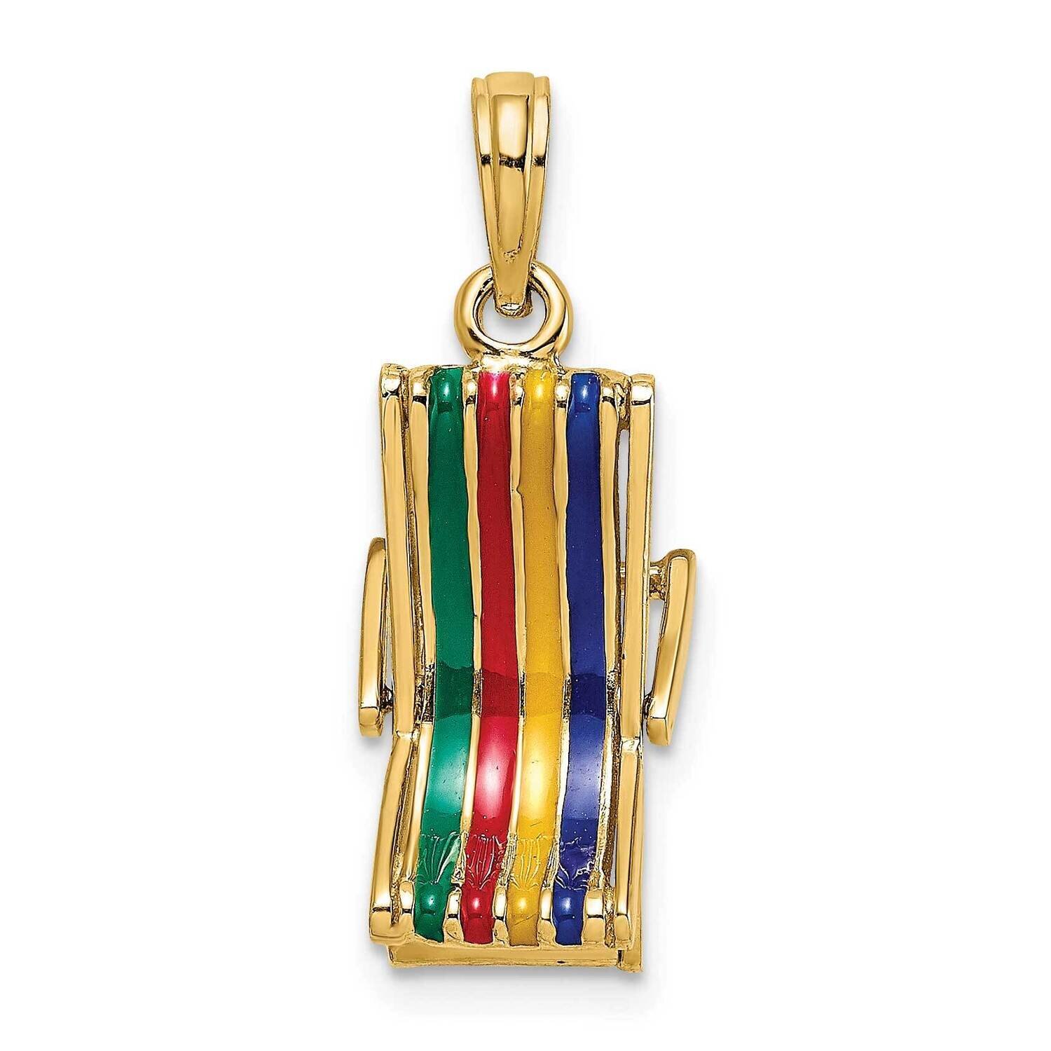 Moveable Multi-Color Beach Lounge Chair Charm 14k Gold 3-D K7028, MPN: K7028, 637218139873